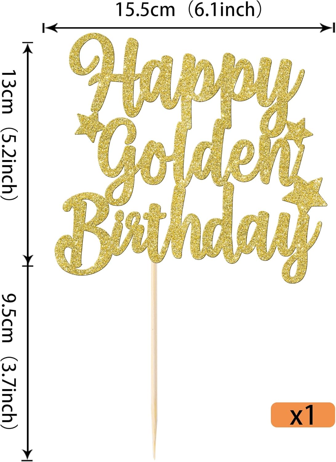 Rsstarxi 1 paquete de decoración de pastel de cumpleaños dorado con purpurina dorada para decoración de pastel de cumpleaños de 14, 16, 18, 30, 50,