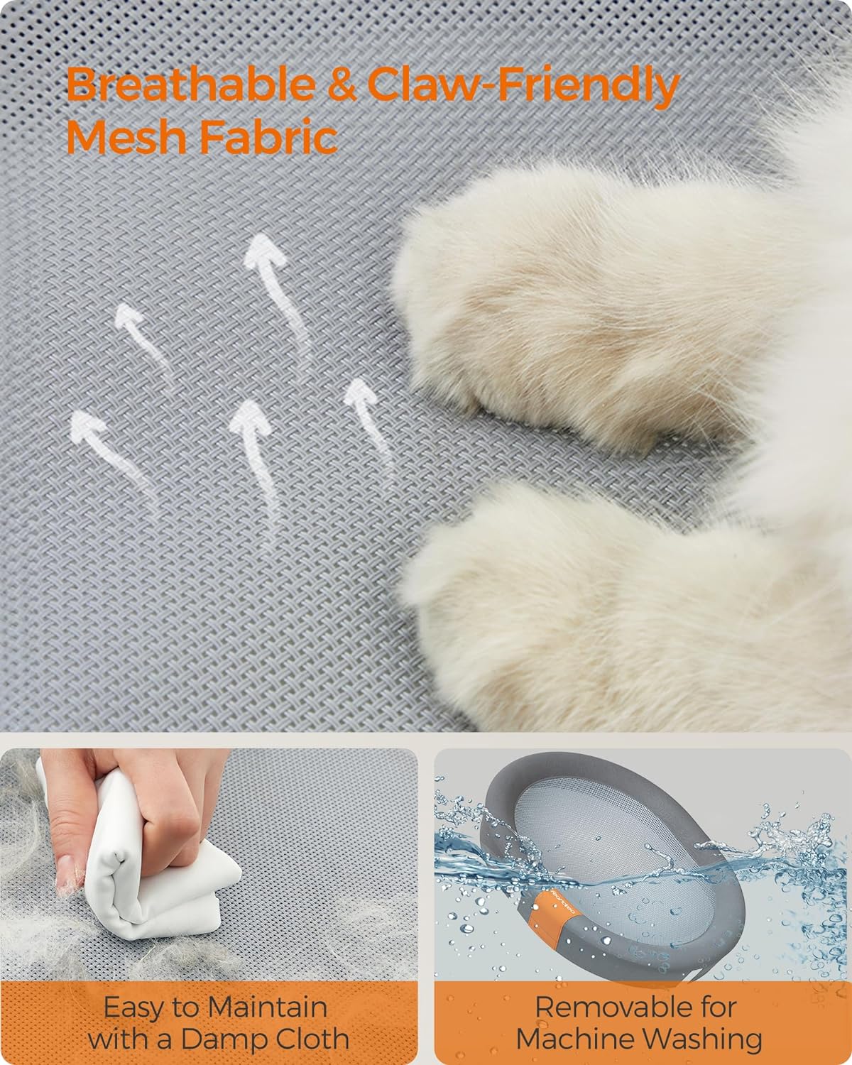 Feandrea Cama para gatos, hamaca para gatos, cama transpirable para perros pequeños con malla lavable extraíble, para mascotas que duermen hasta 20