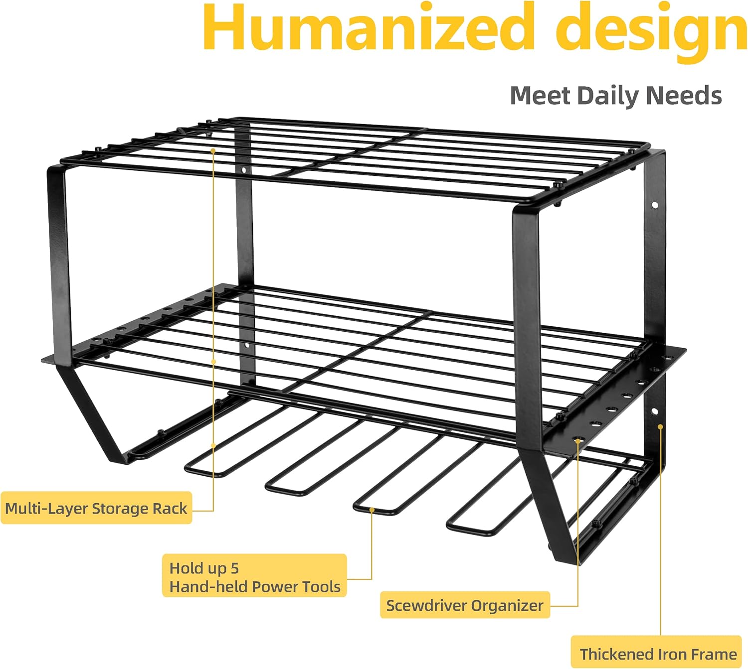 simesove Organizador de herramientas eléctricas, organizador y almacenamiento de herramientas de garaje de metal resistente, almacenamiento de