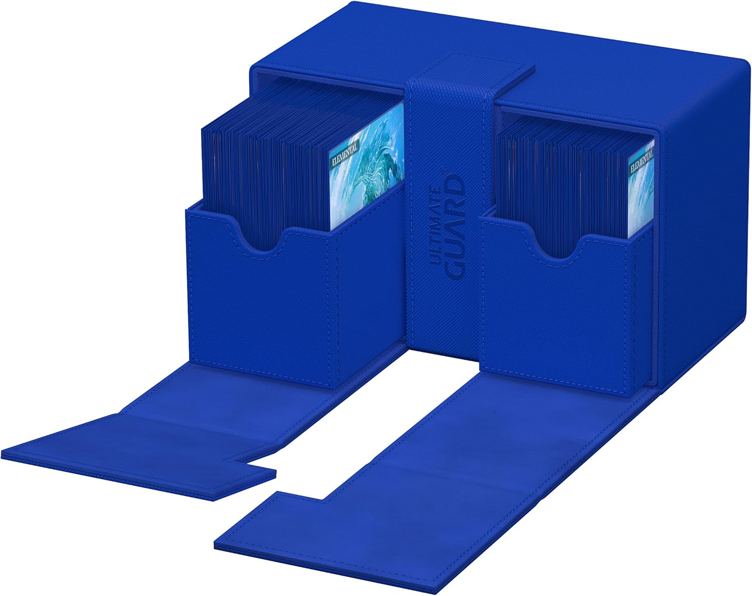 Ultimate Guard Flip ‘n’ Tray – Funda para 160 tarjetas TCG de doble manga + bandeja de dados, color azul, cierre magnético independiente y forro