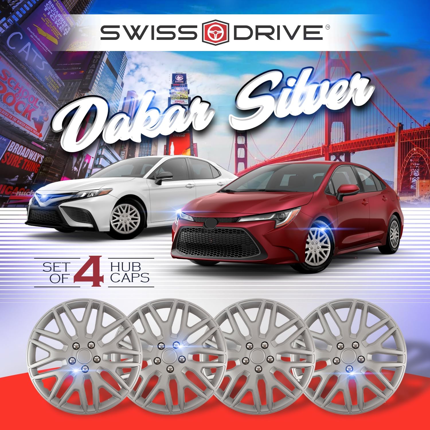 Juego de 4 tapacubos de lujo con bonito diseño de 17 pulgadas, duraderos y fiables, fáciles de instalar, tapacubos para ruedas de automóvil,
