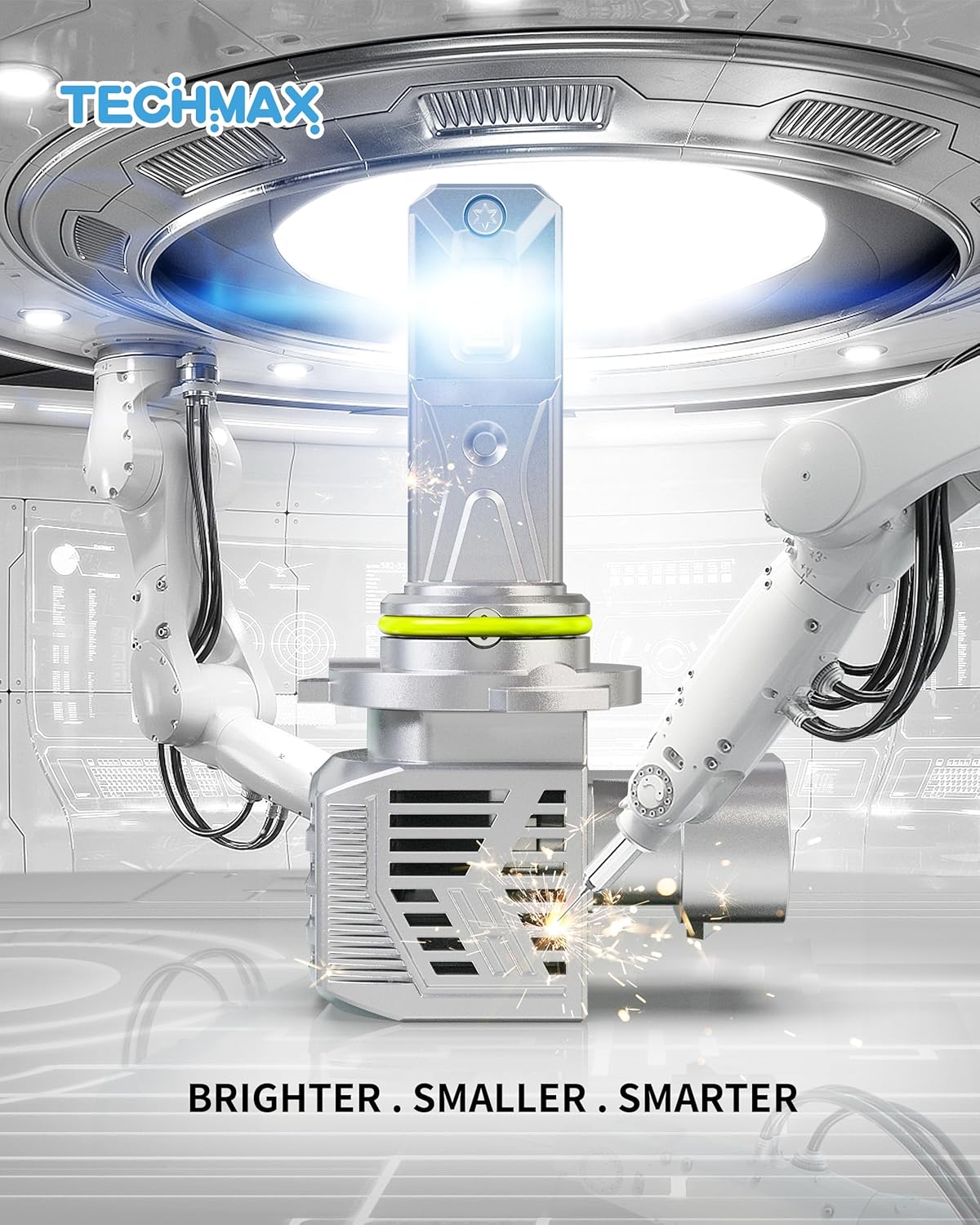 TECHMAX Bombillas LED 9012, 25000 lúmenes, 120 W, 6500 K, xenón, luz antiniebla blanca Plug & Play, con ventilador de refrigeración 9012HIR2,