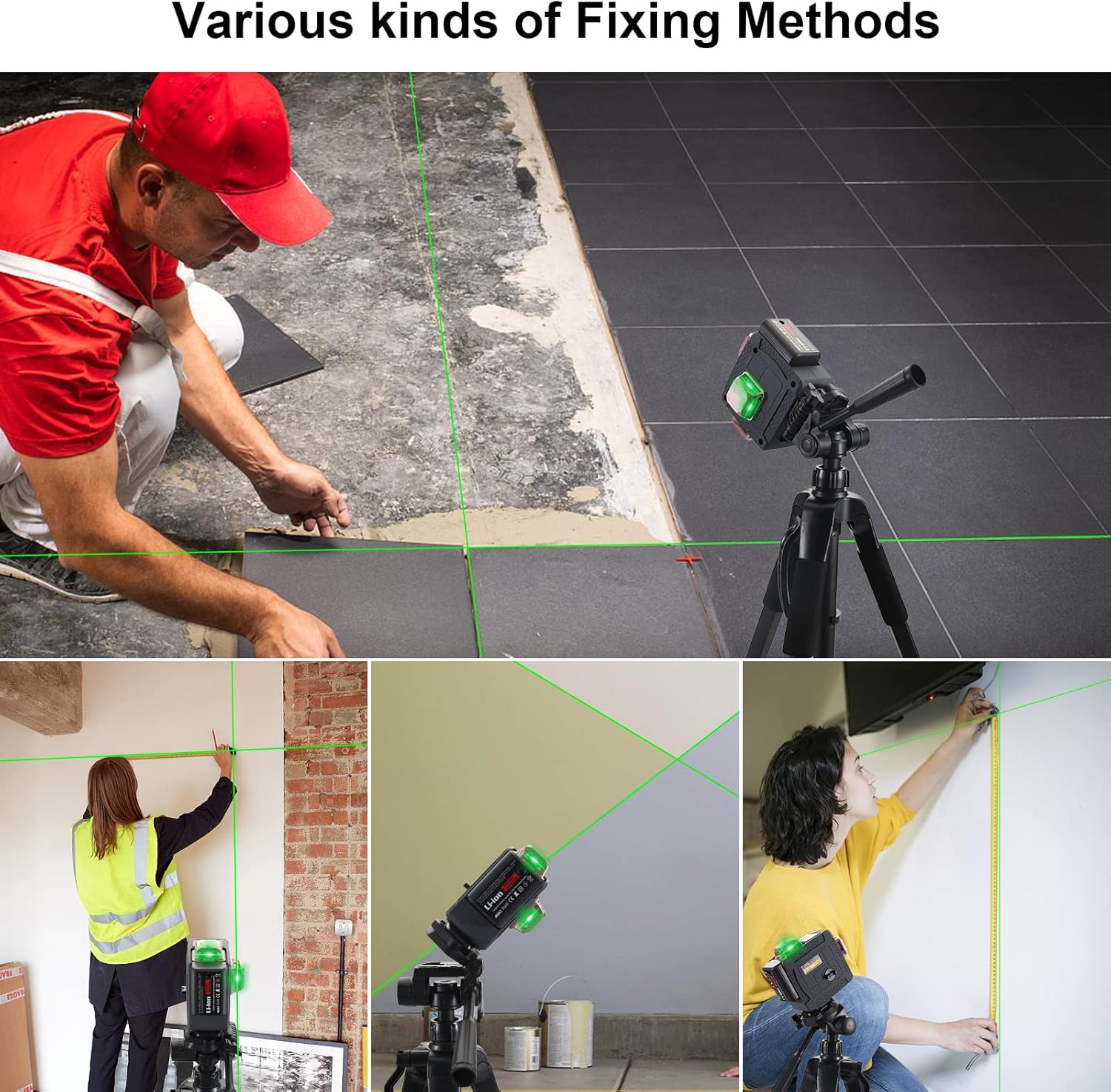 3 niveles láser 360, láser de línea 3D Fancyall con control remoto, nivel láser autonivelante cruzado, línea láser verde horizontal y vertical,