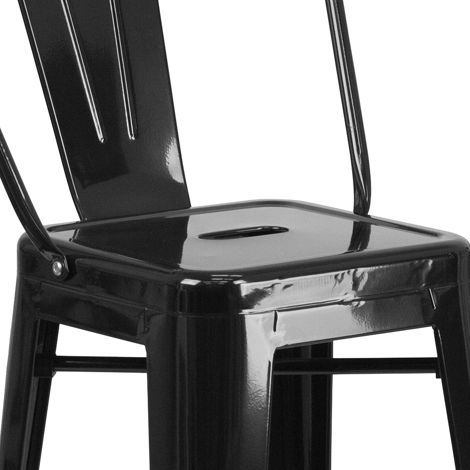 Taburete Flash Furniture de bar, hecho de metal para interior y exterior, Metal, Negro