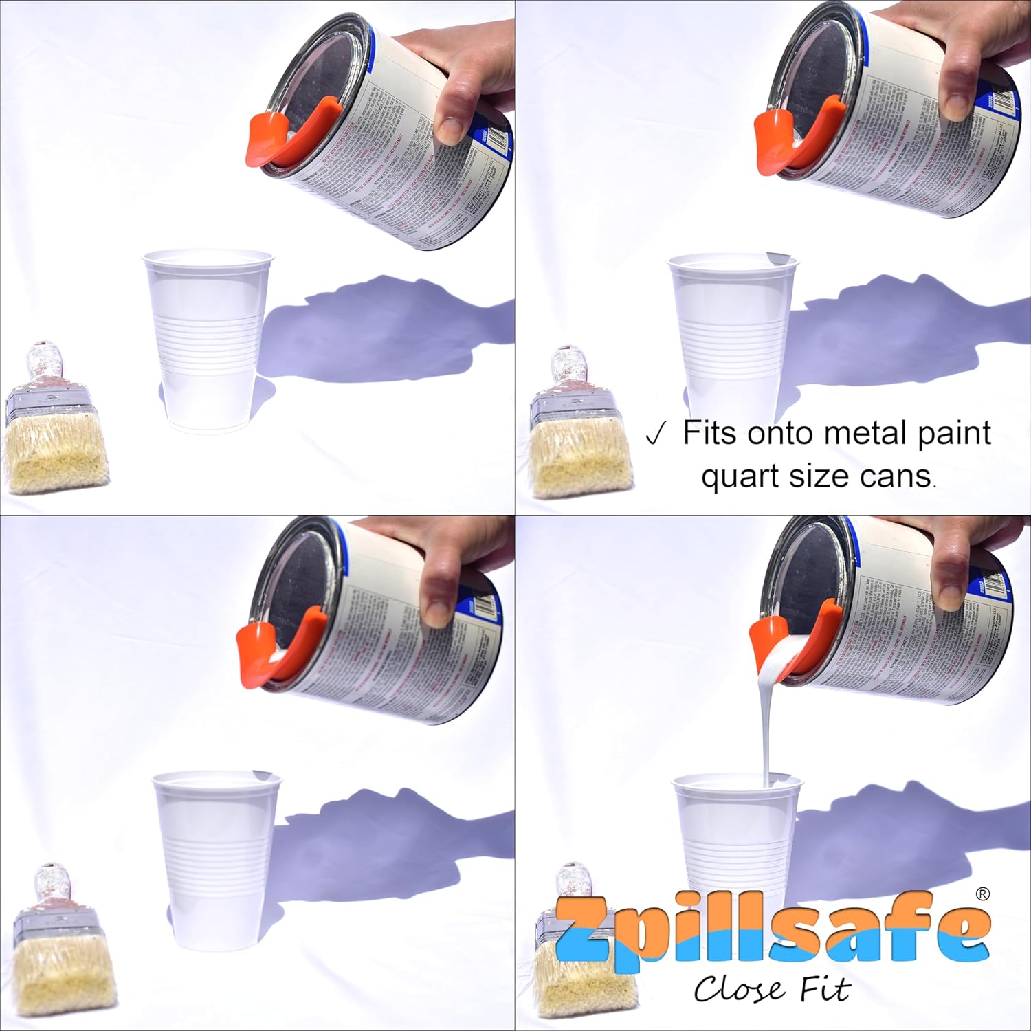 ZpillSafe Close Fit – Paquete de 2 embudos de pintura de cocina innovadores hechos de silicona para recipientes de líquidos de pared delgada de 2 a