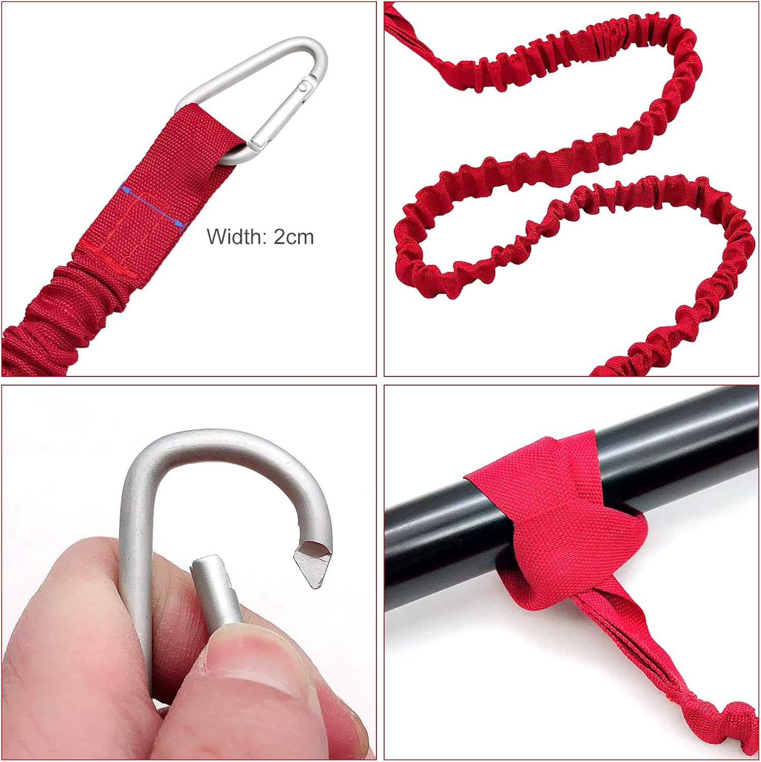 LIXADA Paquete de 4 correas de kayak para kayak, ligeras, elásticas, enrolladas, para caña de kayak, correa para S U P, canotaje, pesca, kayak