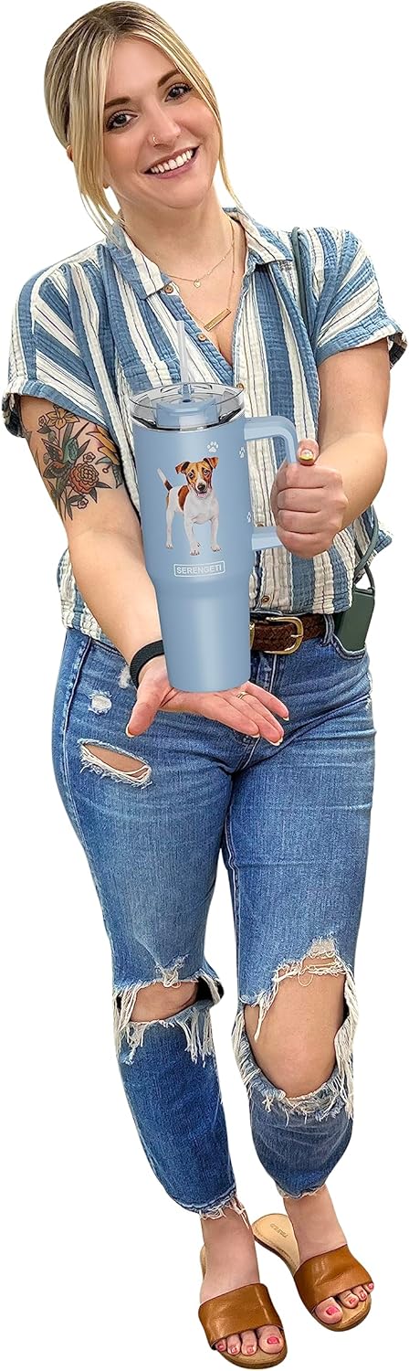 SERENGETI Ultimate – Vaso de 40 onzas con asa y pajilla, vaso aislado al vacío con popote y tapa, taza de viaje de acero inoxidable para amantes de