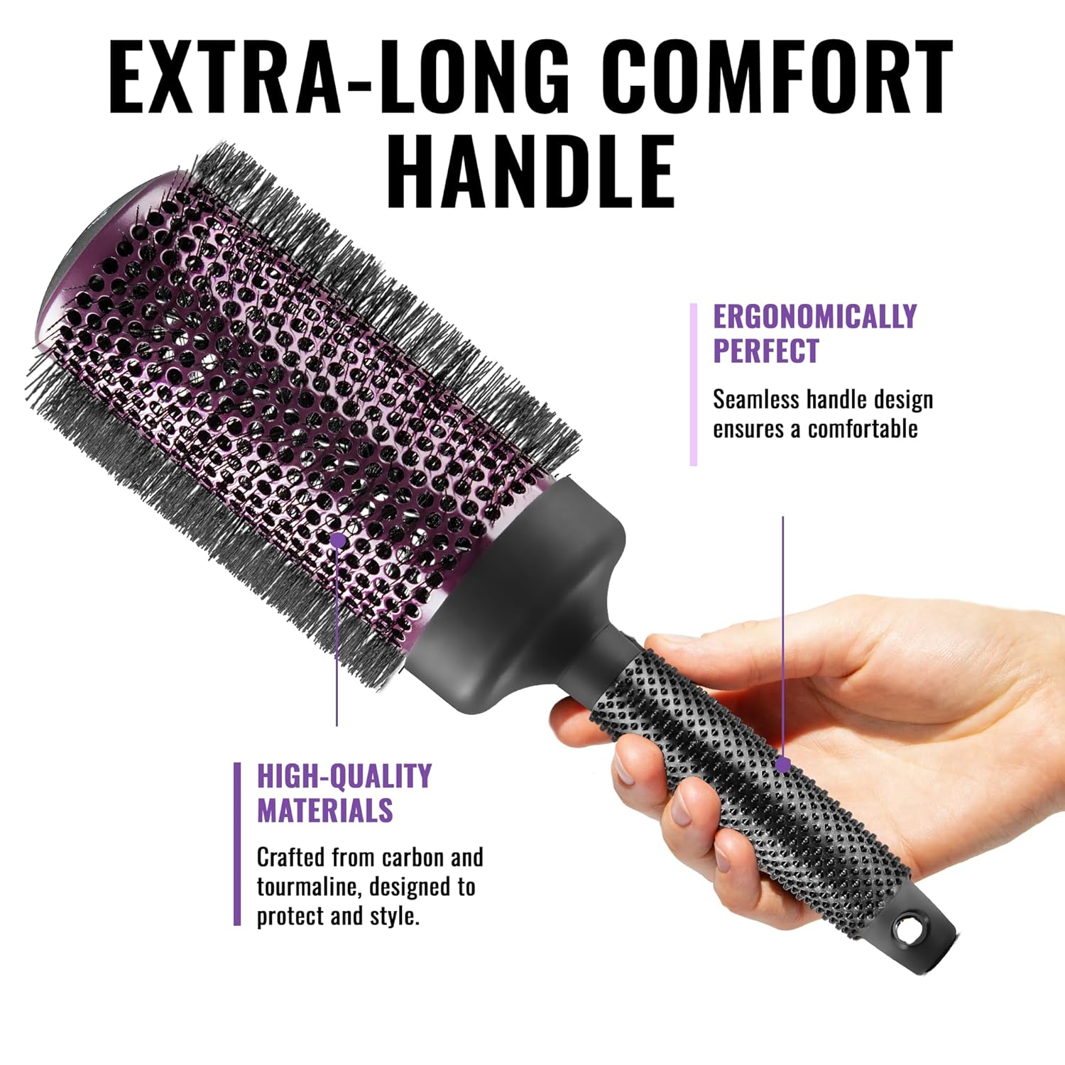 Ergo Cepillo de pelo redondo súper suave, cepillo profesional para cabello húmedo y seco para secado con secado, herramienta de peinado para el