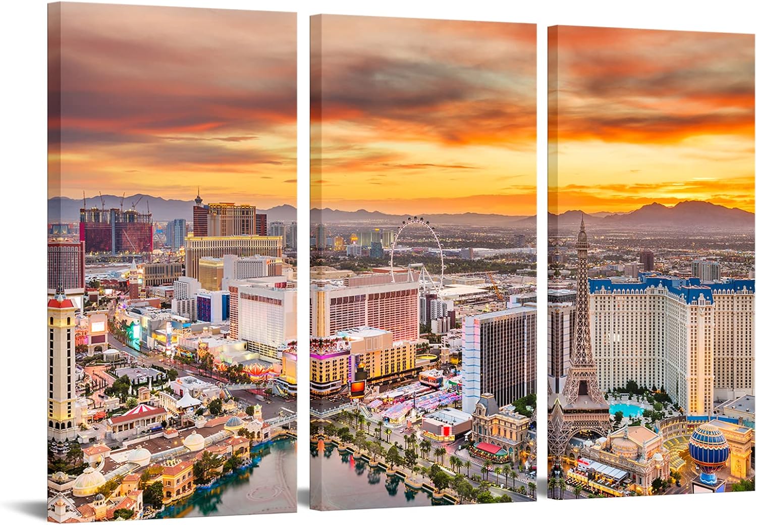 Nachic Wall Lienzo artístico de ciudad de Las Vegas, Nevada al atardecer, arte de pared, póster de horizonte de EE. UU., impresiones de pintura para