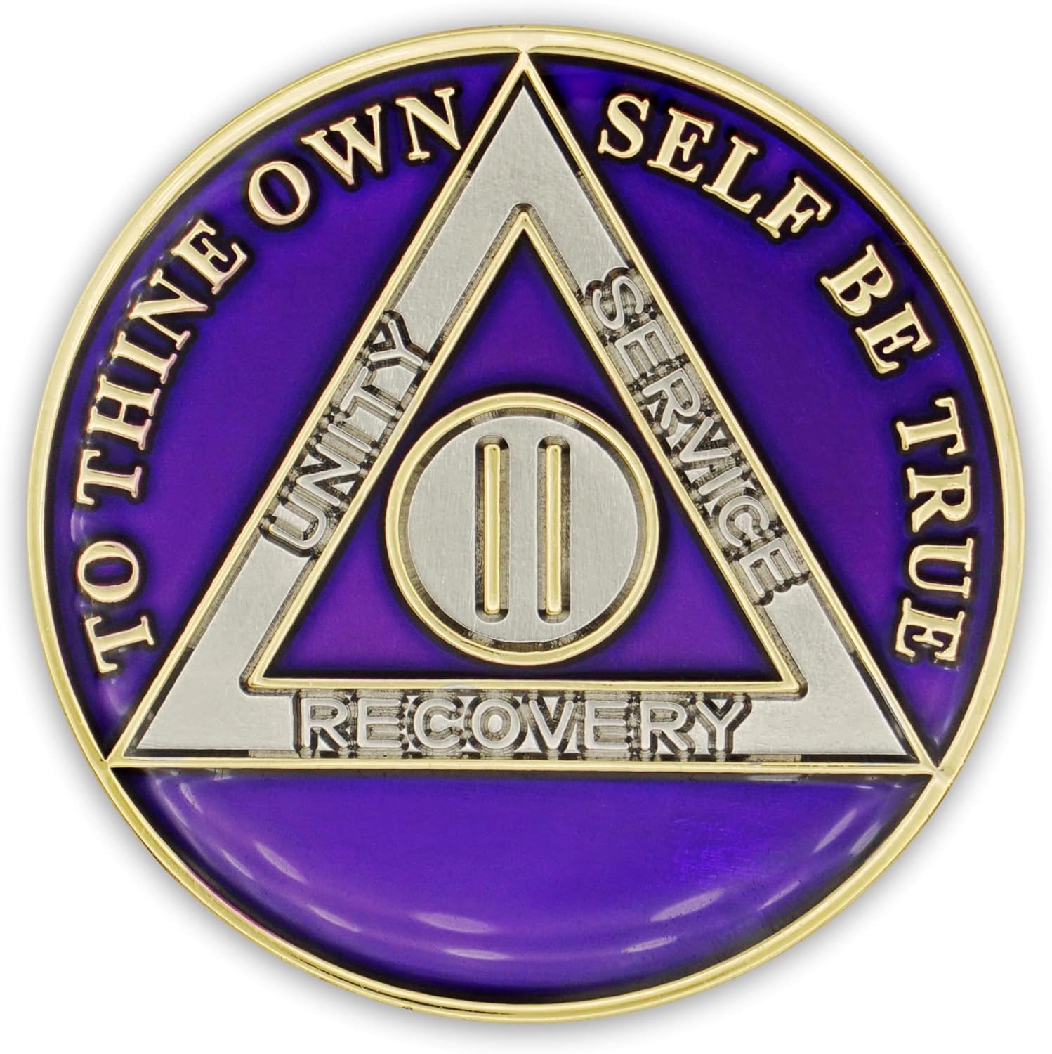 Moneda de sobriedad de 2 años  Ficha de aniversario de recuperación de chips AA Triplate (morado)