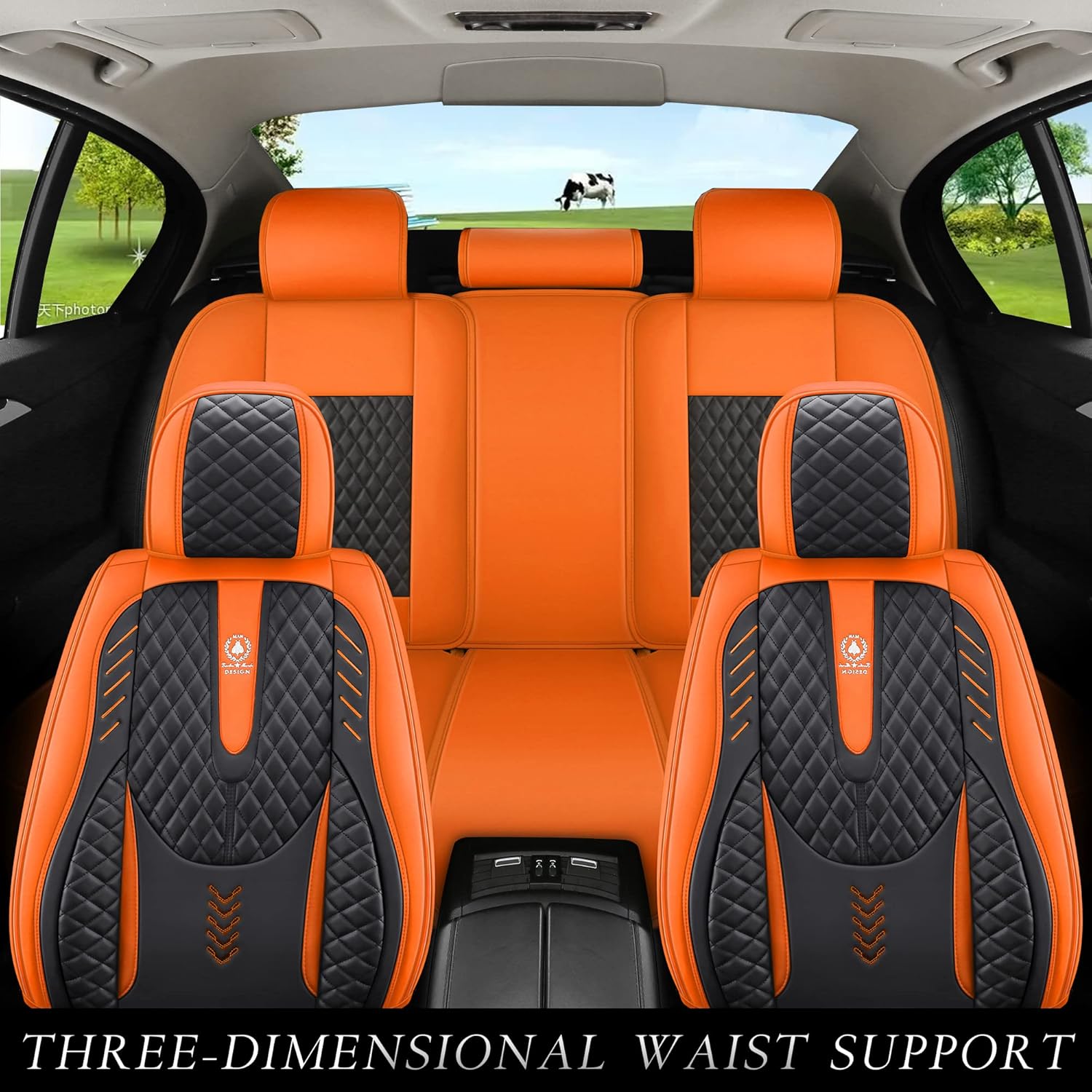 Juego completo de fundas de asiento de automóvil de 5 asientos, ajuste universal, adecuado para la mayoría de automóviles, SUV, bolsas de aire