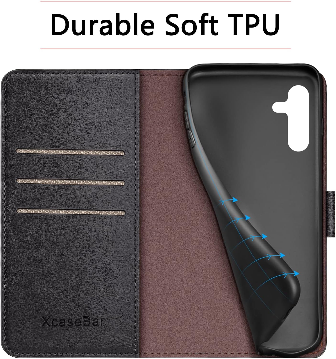 XcaseBar Funda para Samsung Galaxy A14 5G con bloqueo RFID, soporte para tarjetas de crédito, libro de folio con tapa de piel sintética, funda