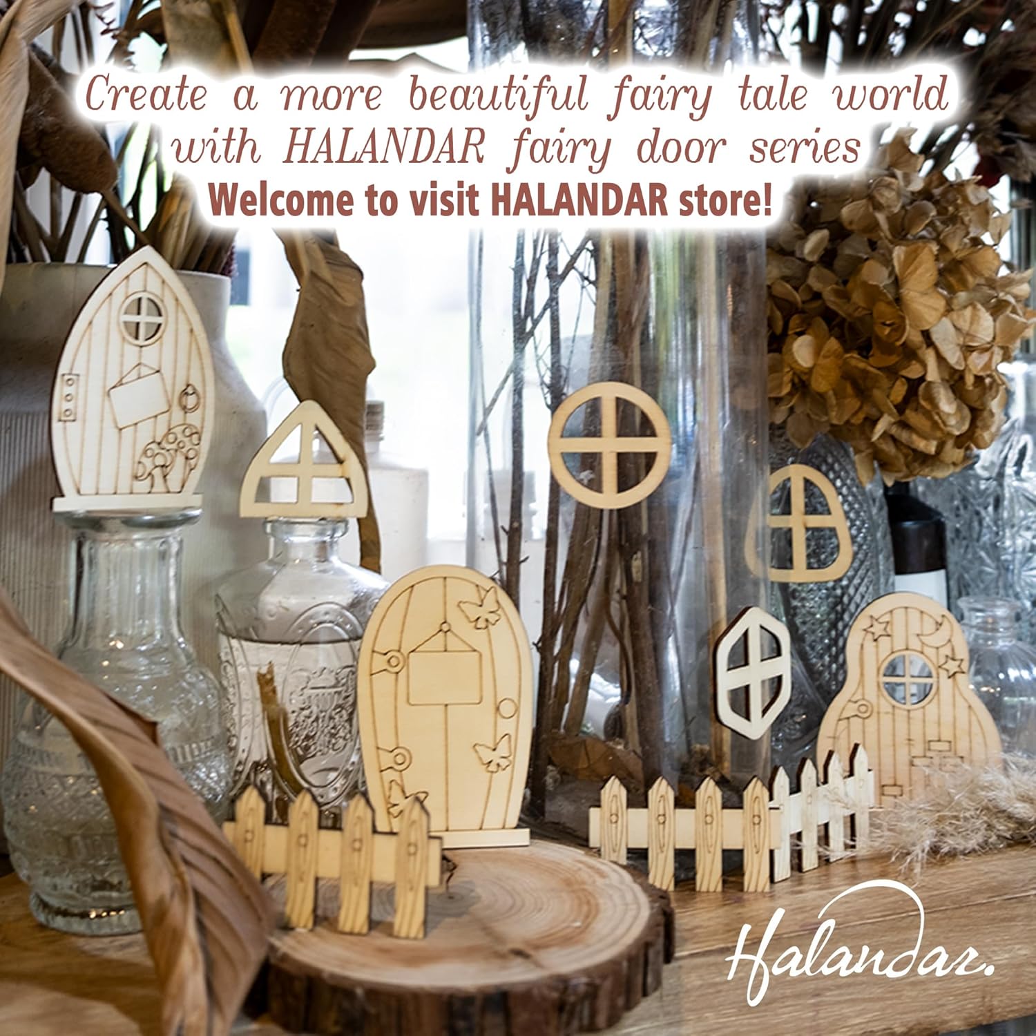 24 piezas de puertas de jardín de madera para puertas de jardín, mini cercas artesanales, escaleras, señales de ruta, kit de bricolaje sin terminar,