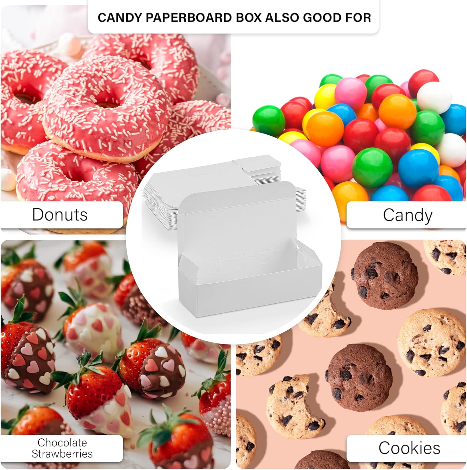 MT Products Caja de regalo de dulces y chocolate, 20 piezas, caja de dulce de azúcar blanca extra pequeña, tamaño de 5 x 2 14 x 1 14