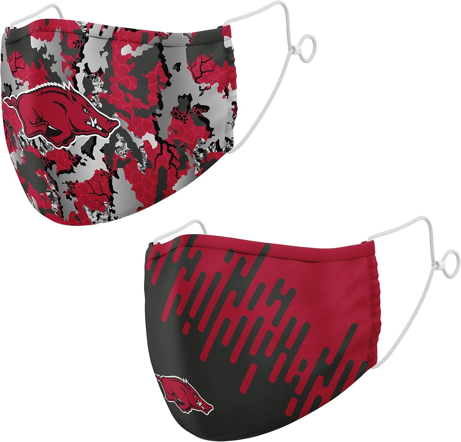 Top of the World NCAA Arkansas Razorbacks – Cubrebocas unisex con impresión digital de color del equipo, paquete de 2, cardenal Razorbacks de