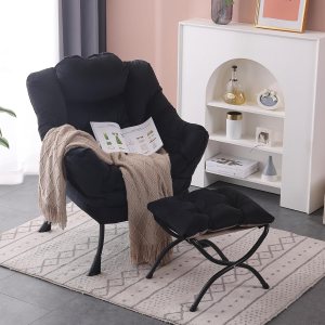 SESHINELL Silla perezosa con otomana, moderna silla de acento contemporánea, sofá de ocio con reposabrazos, silla de lectura y reposapiés plegable SESHINELL Silla perezosa con otomana, moderna silla de acento contemporánea, sofá de ocio con reposabrazos, silla de lectura y reposapiés plegable