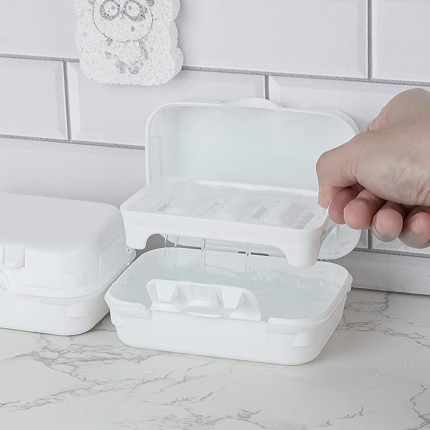 DODAMOUR Contenedor de jabón de viaje, 2 piezas, funda de jabón portátil con tapa, jabonera de plástico, para el hogar, al aire libre, senderismo,