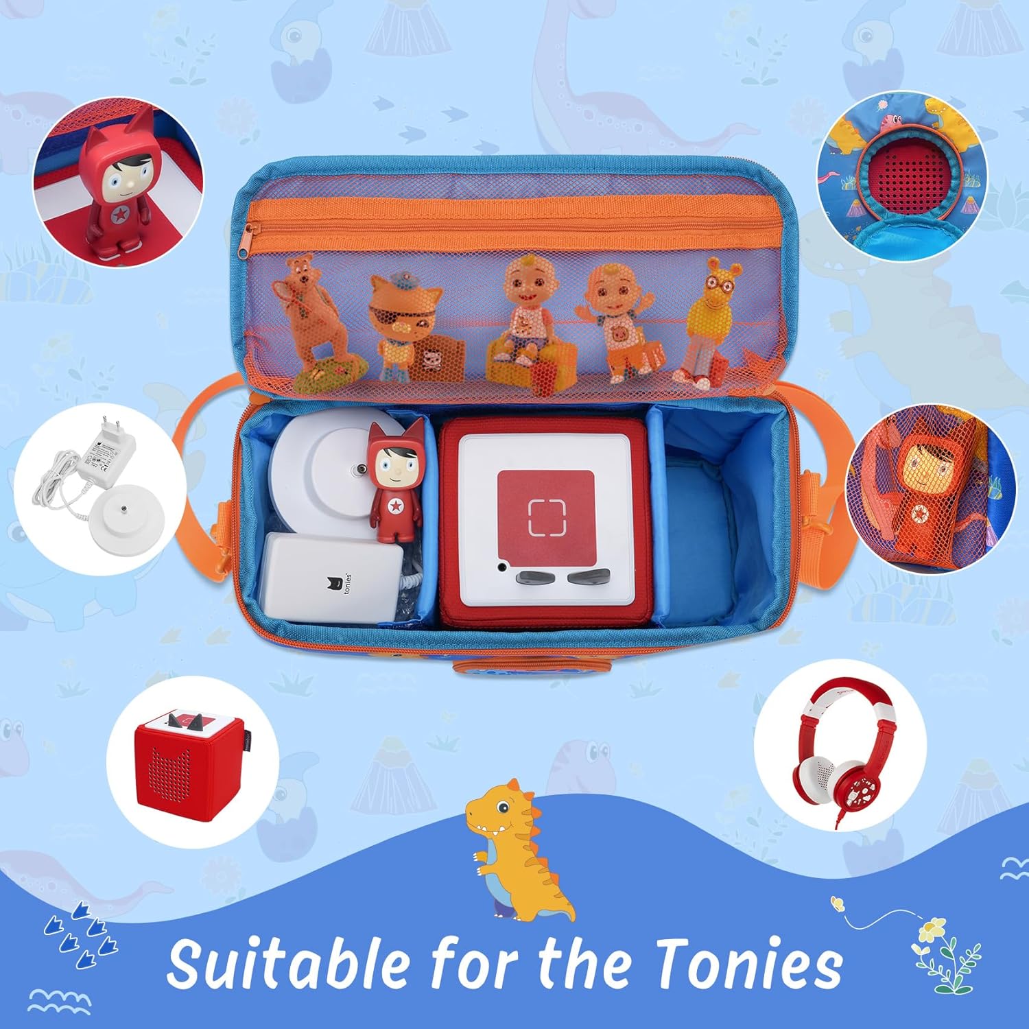 Funda de transporte portátil Tonies  Compatible con Toniebox Starter Set Tonies Figures Personajes Estación de carga Auriculares  Bolsa de viaje