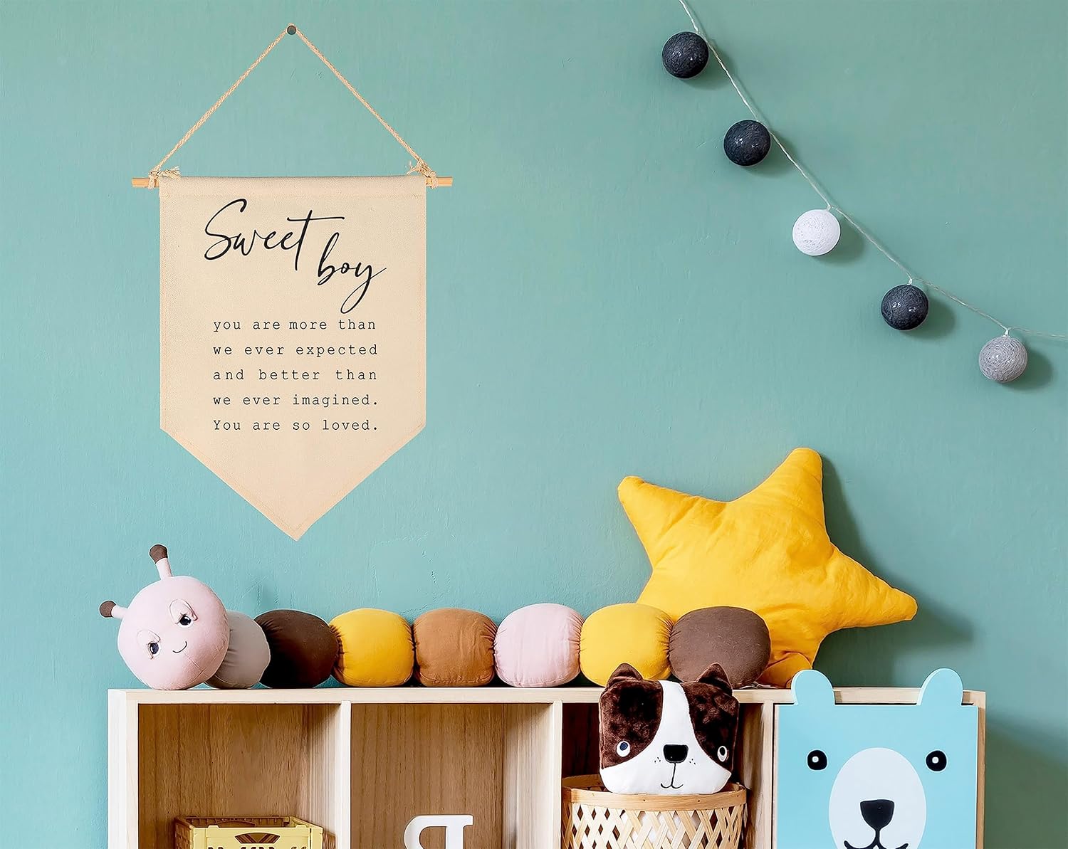 Cartel de regalo de Sweet Boy-Baby Shower Flag Decor Regalos para niños, bebés, recién nacidos, letrero de pared, regalos para guardería, habitación