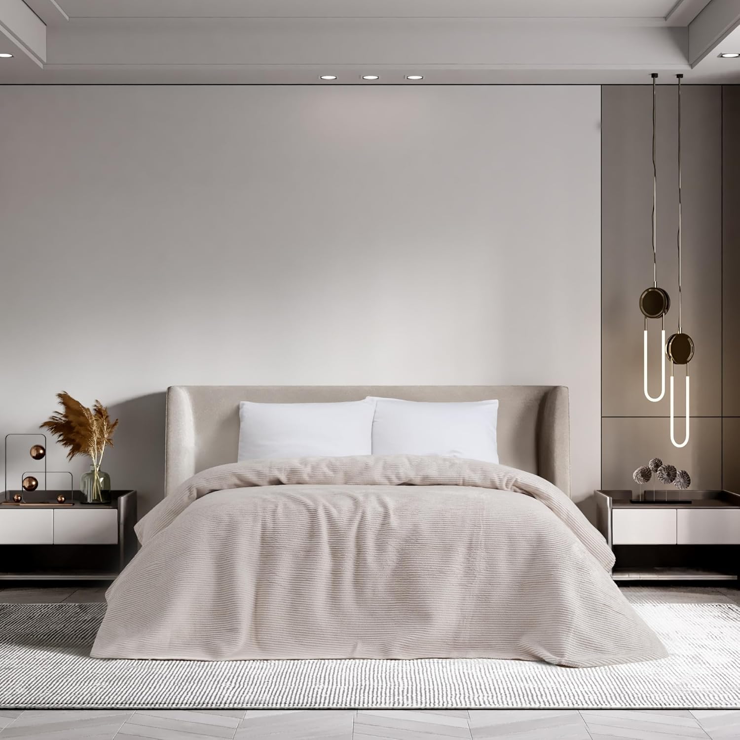 GT Globaltex Fine Linens Lujosa manta de algodón, 86 x 90 pulgadas, suave, cálida y esponjosa, perfecta para cama o sofá, adición decorativa y