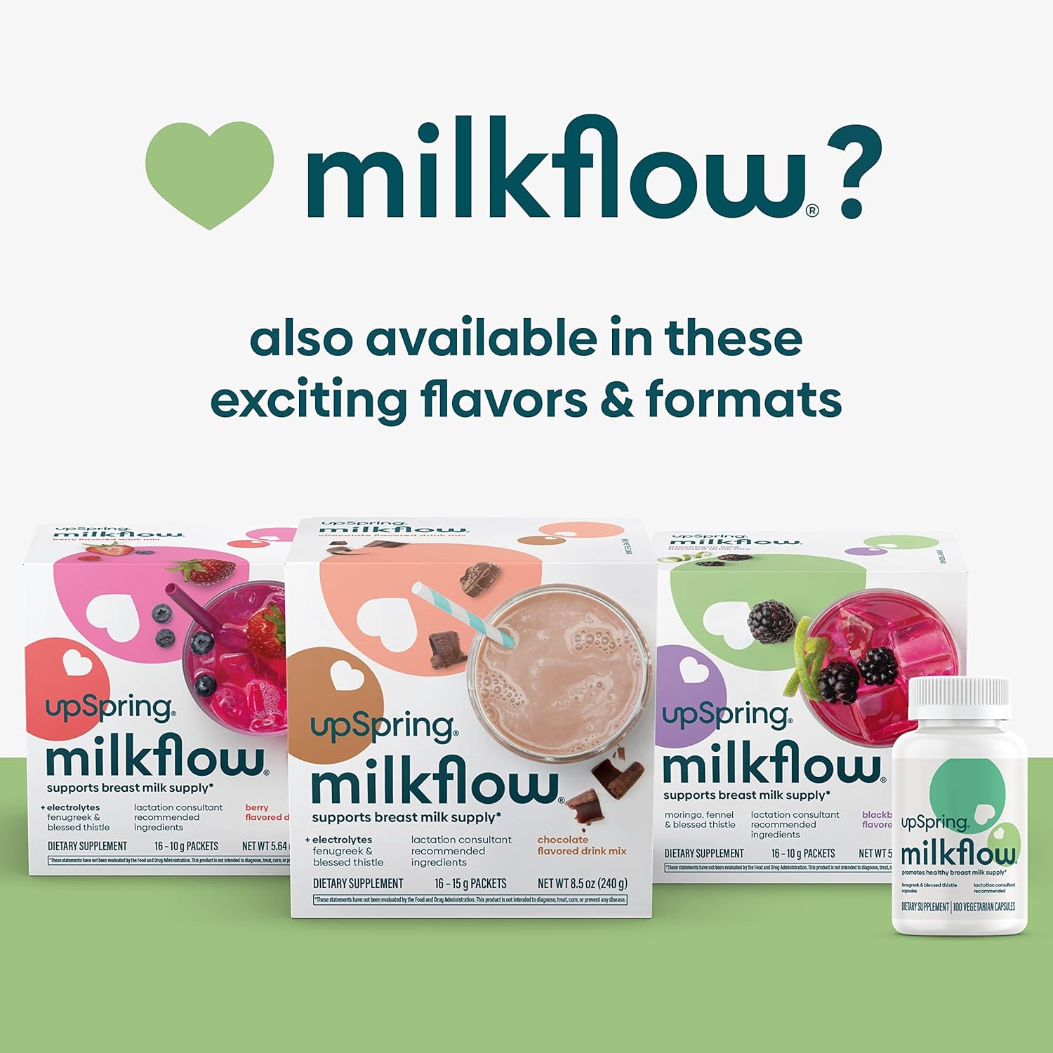 UpSpring Milkflow – Suplemento de lactancia materna con moringa y cardo bendito, sin fenogreco, sabor a lima BlackBerry  Suplemento de lactancia