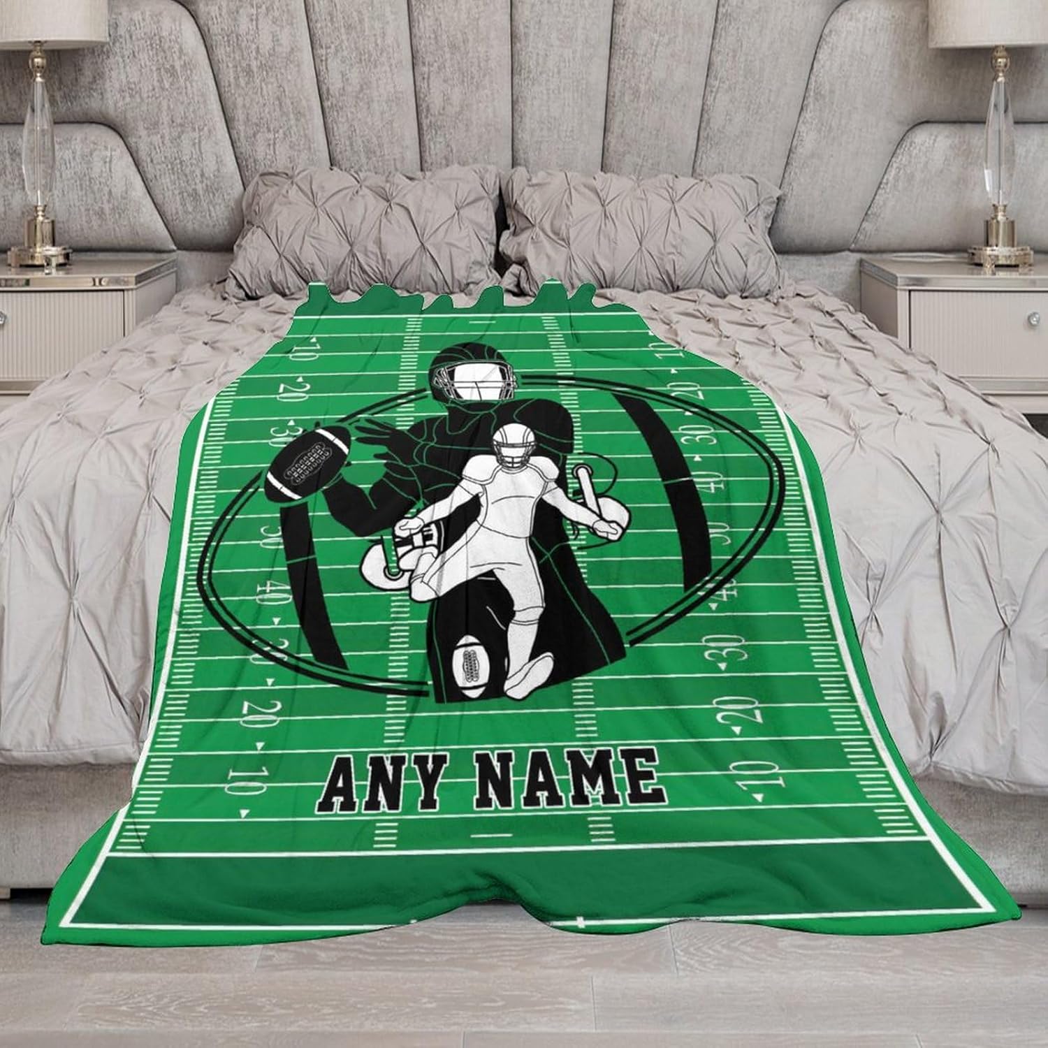 Oplamigy Manta de fútbol personalizada para niños y adultos, manta personalizada con nombre para niños y niñas, manta personalizada con nombre, 60 x