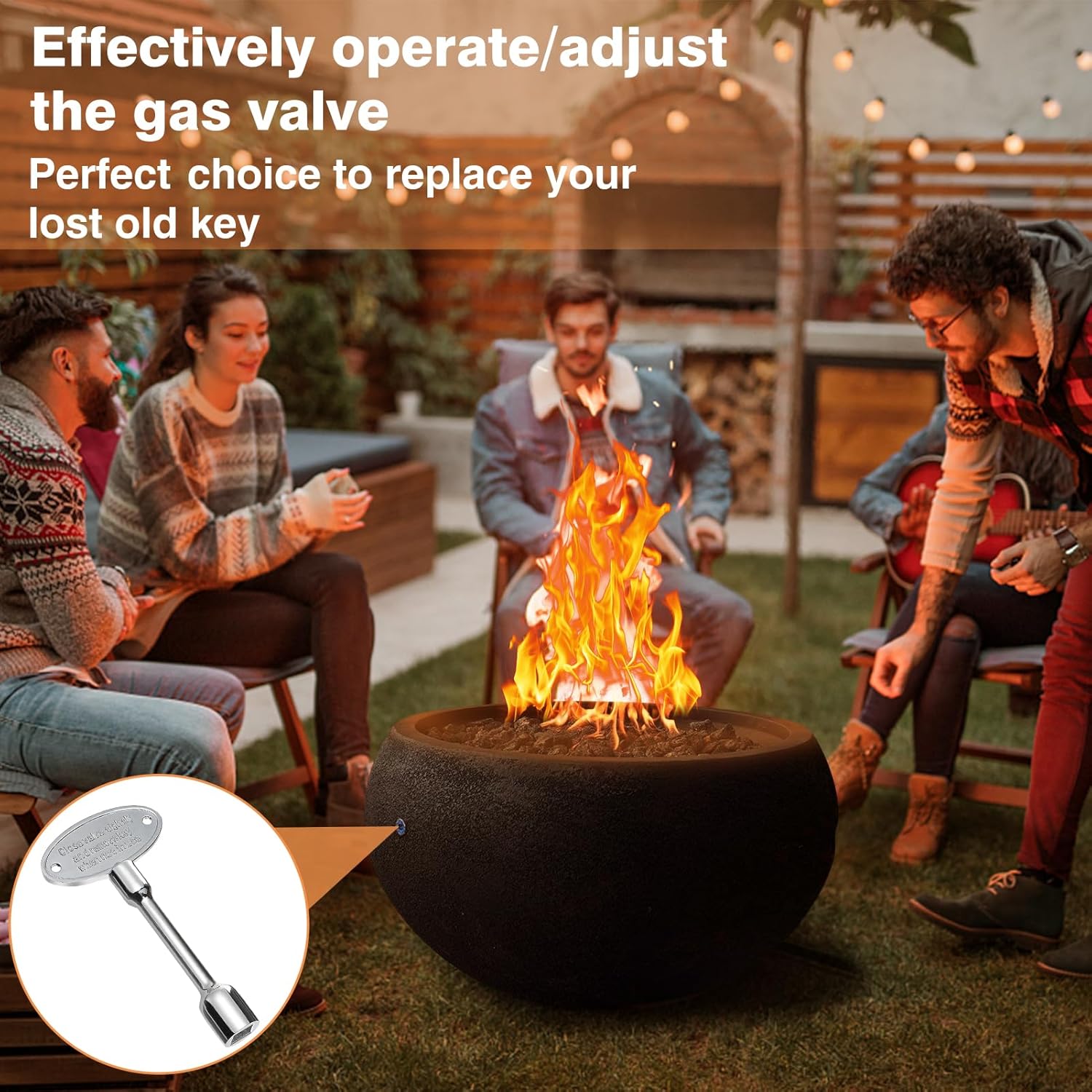Llave de válvula universal para chimeneas de gas, llaves de chimenea de gas pulido para fogatas, se adapta a válvulas de bola de giro de 14 y 516