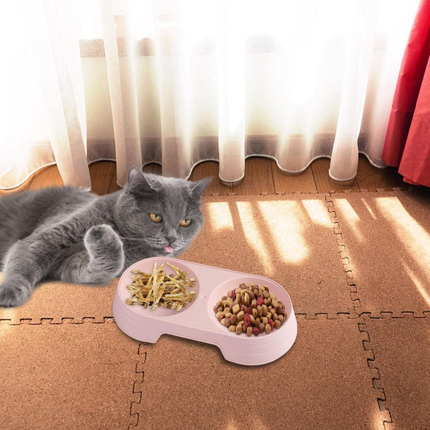 Kumprohu Cuencos de comida para perros  Cuenco doble elevado para gatos, juego de cuencos de comida y agua para cachorros, cuencos para mascotas