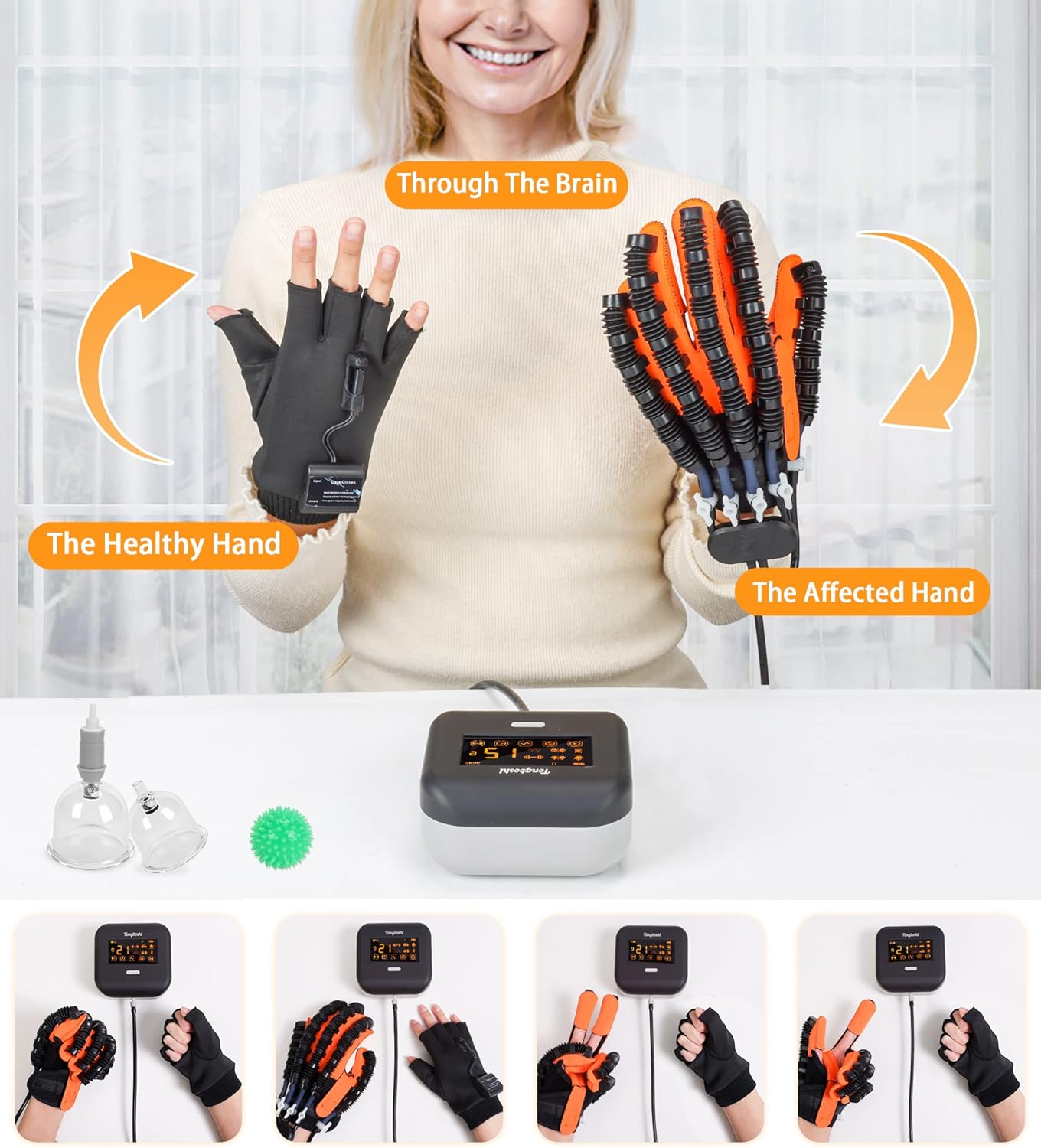 Nuevos guantes de robot de rehabilitación 2023 actualizan el equipo de recuperación de golpes de mano con 4 modos de entrenamiento y masaje de manos