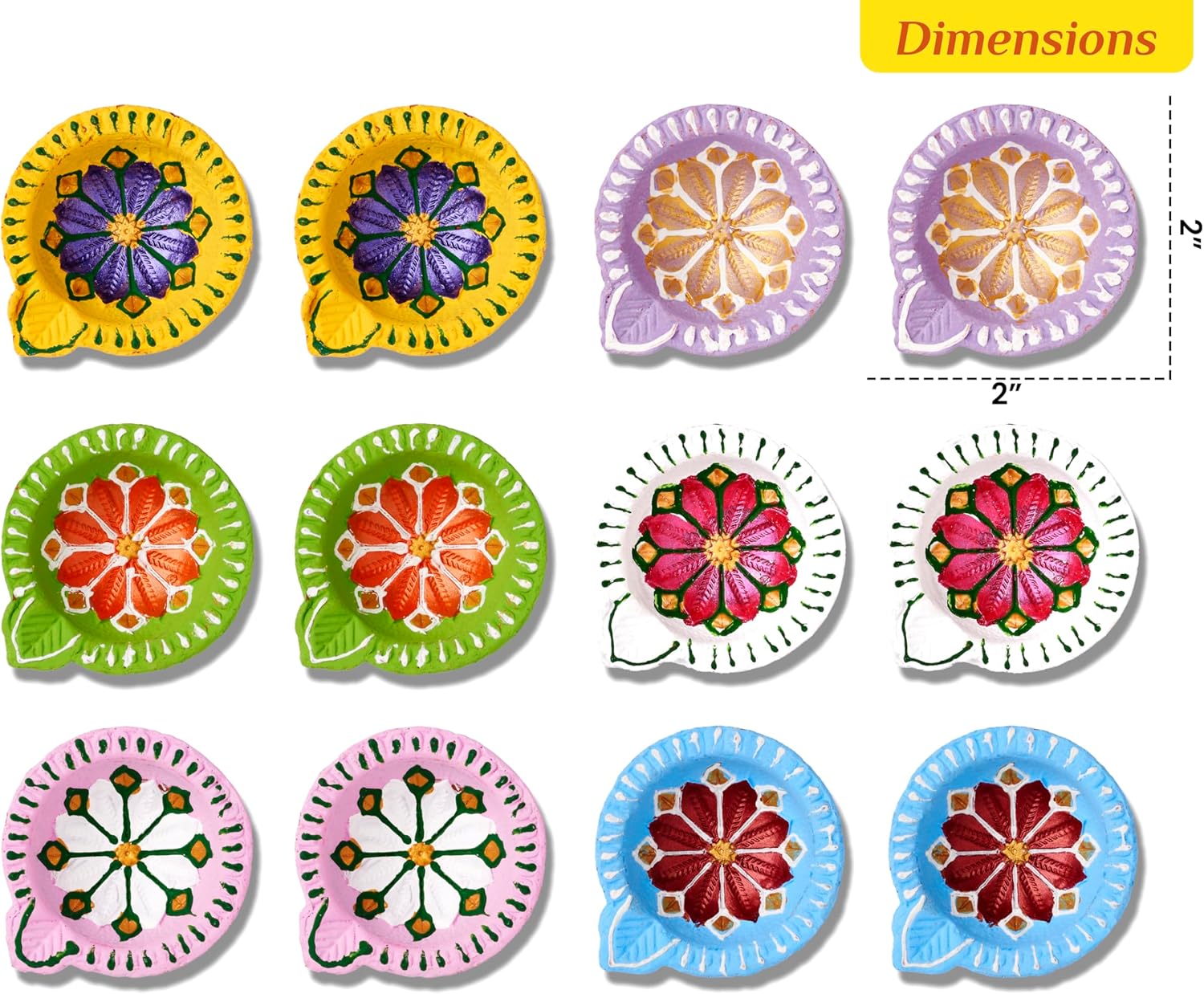 IndoTribe 12 piezas Diwali Diyas para decoración Diwali Decoraciones para el hogar Diwali luces Diwali Decoración Diwali Diya Diwali Vela Diwali
