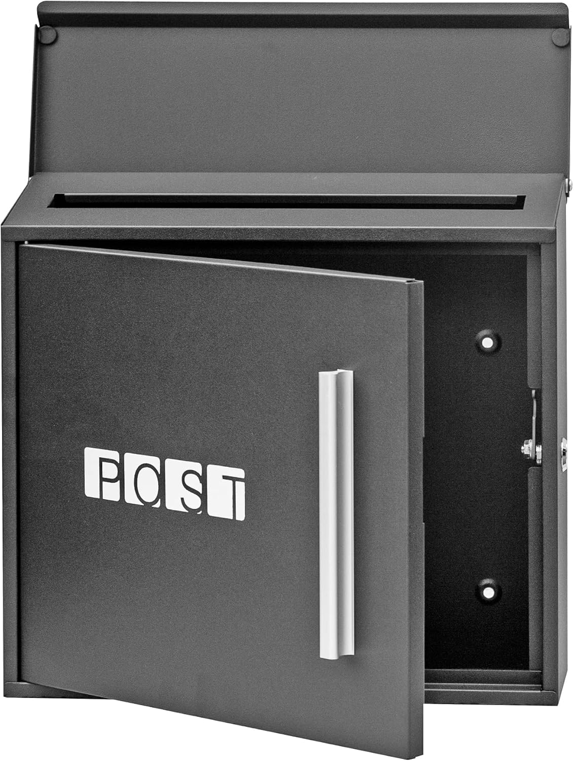 Buzón de seguridad con bloqueo, montaje en pared, buzón de correo de acero galvanizado de gran capacidad, buzón de correo para exteriores, 13 x 12 x