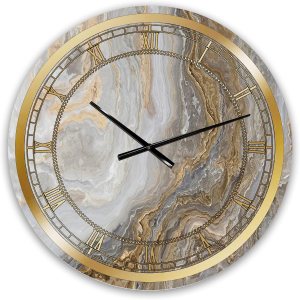 DesignQ Reloj de pared glamuroso ‘mármol blanco con vetas grises y doradas’ para decoración del hogar, dormitorio, baño, oficina, sala de estar, DesignQ Reloj de pared glamuroso ‘mármol blanco con vetas grises y doradas’ para decoración del hogar, dormitorio, baño, oficina, sala de estar,