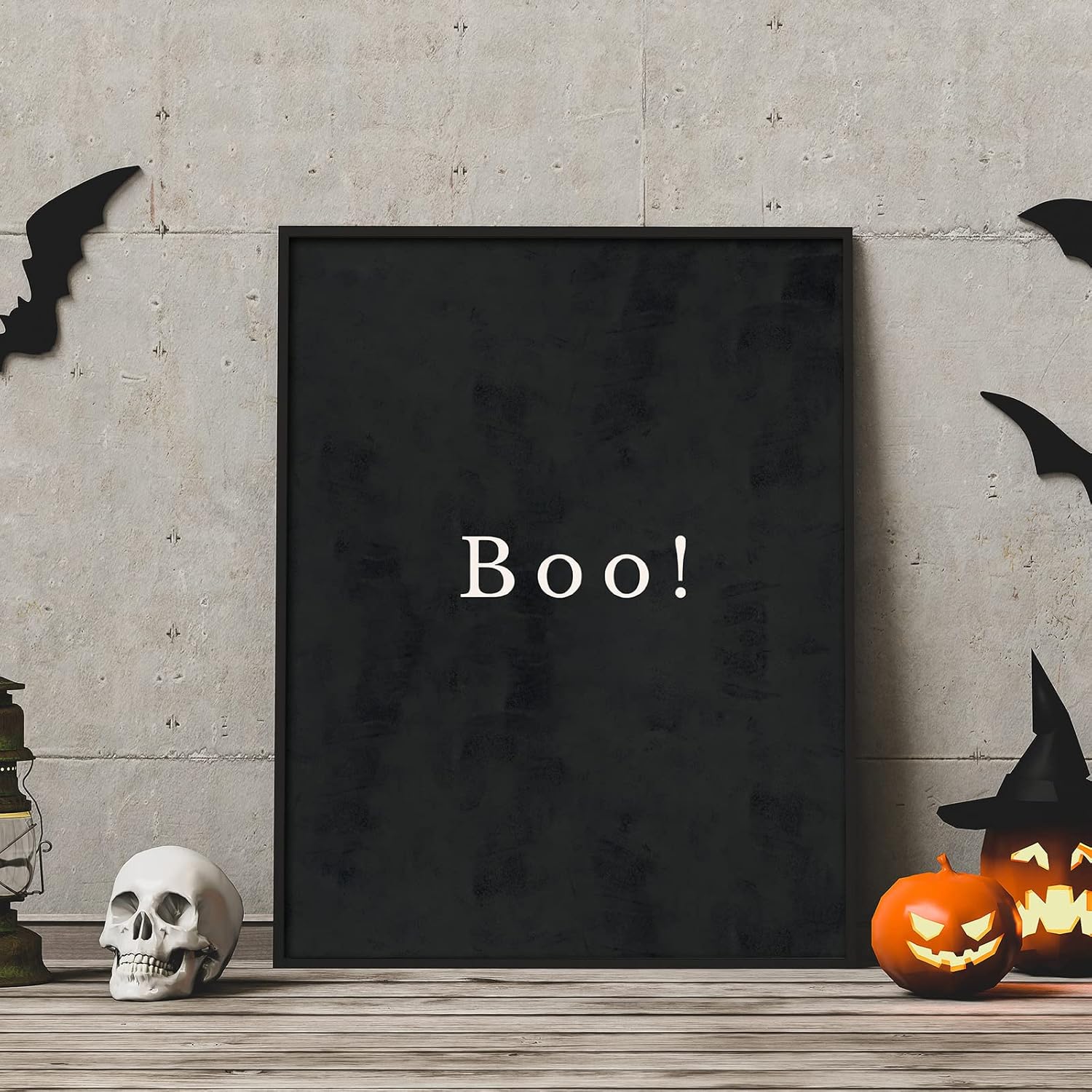 Whaline 12 impresiones artísticas de pared de Halloween de 12 x 16 pulgadas, esqueleto bohemio, fantasma, gato negro, decoración de habitación,