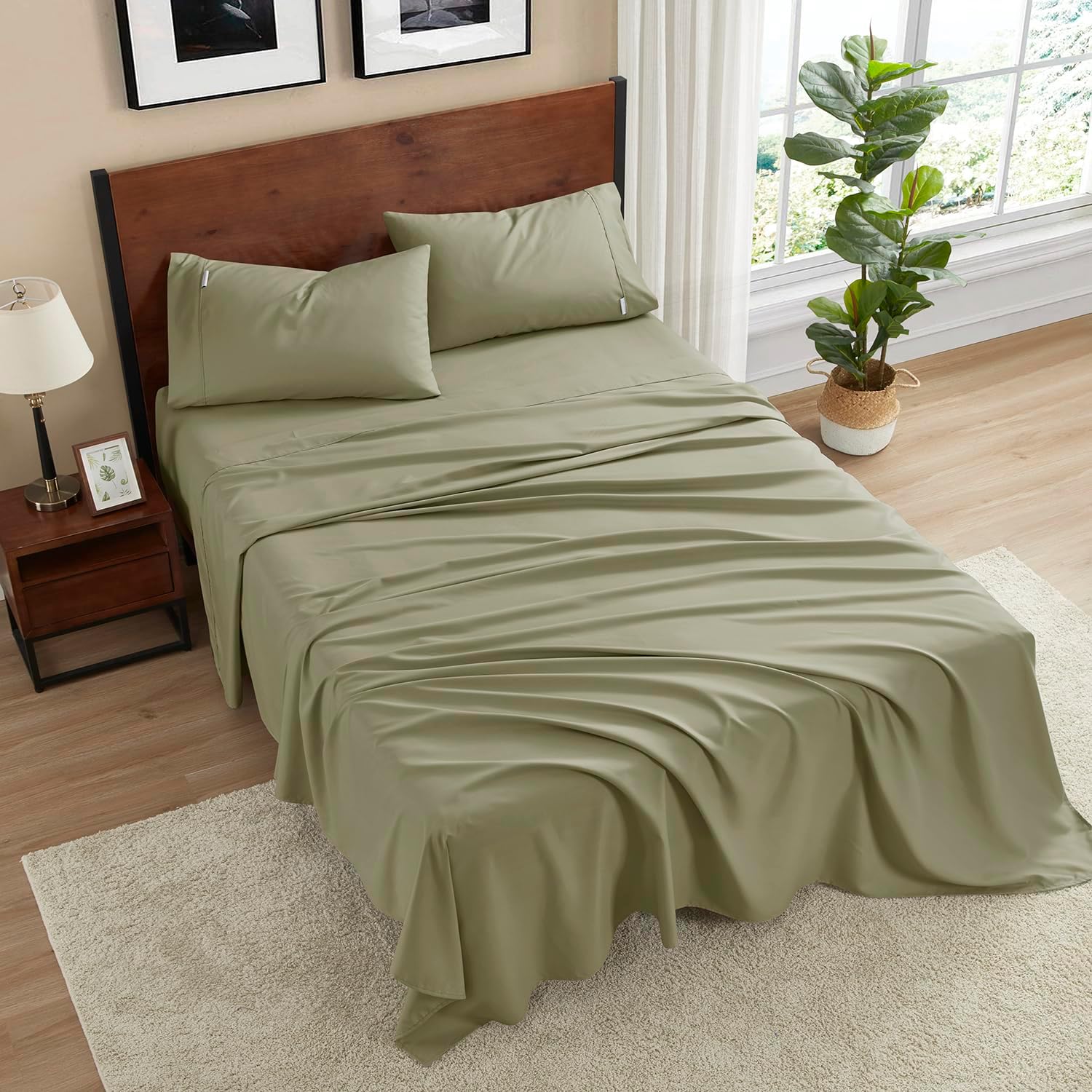 Juego de sábanas de lujo para hotel, sábanas de microfibra de 120 GSM, juego de sábanas y fundas de almohada de 16 pulgadas de profundidad de 16