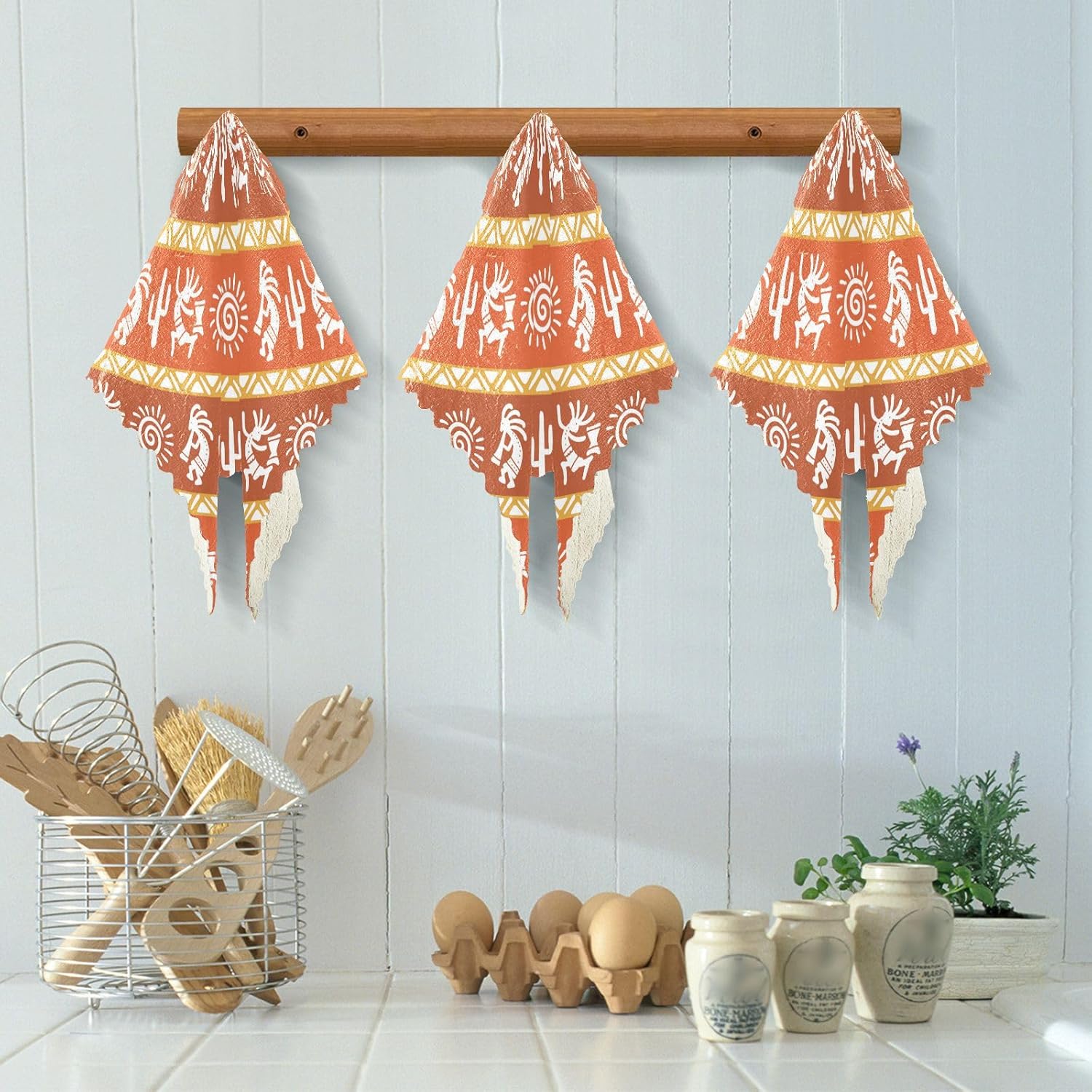 American African Indian Pattern Set of 6 Fast Drying Dish Clothes for Washing Dishes Print Cotton Kitchen Accessories for Cooking for