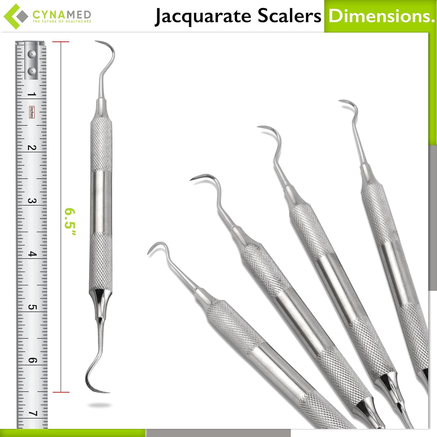 Sert of 5 Cynamed Jacquette Dental Scalers – Mango Hueco Doble Extremo Periodental Premium Instruments