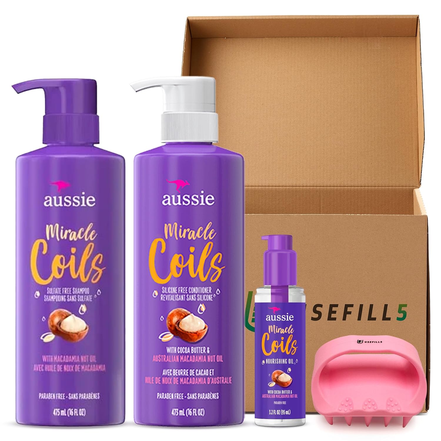 Set de champú y acondicionador nutritivo para el cabello, kit de aceite para el cabello rizado, aceite de nuez de macadamia, paquete de 3 productos