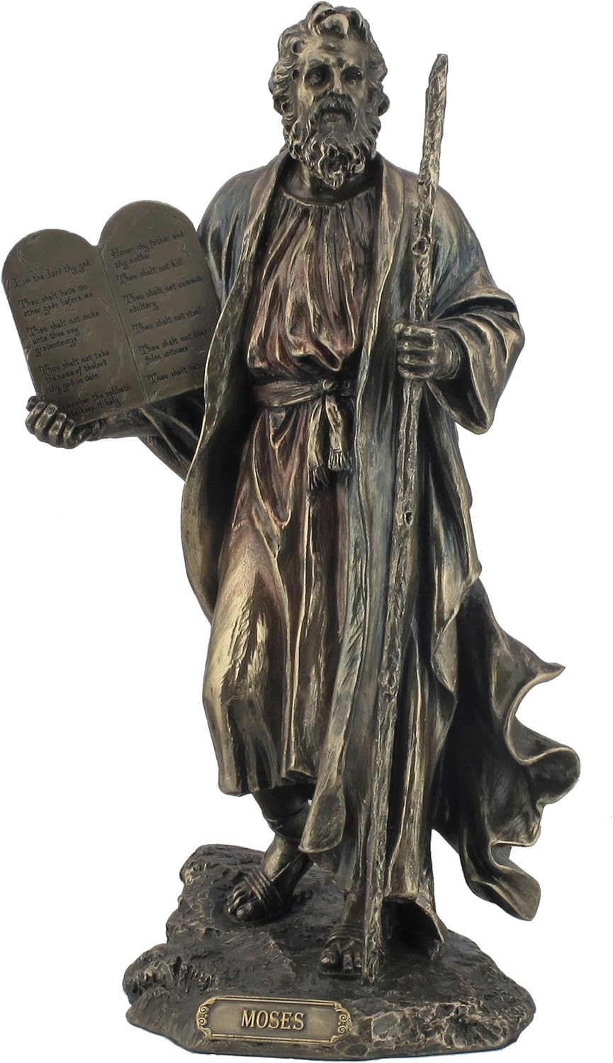 9.75 pulgadas Moisés sosteniendo los 10 mandamientos figura de bronce fundido en frío