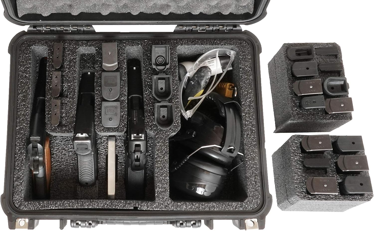 Case Club 3 pistolas y accesorios y hasta 23 cargadores precortados estuche impermeable con gel de sílice para ayudar a prevenir el óxido de la