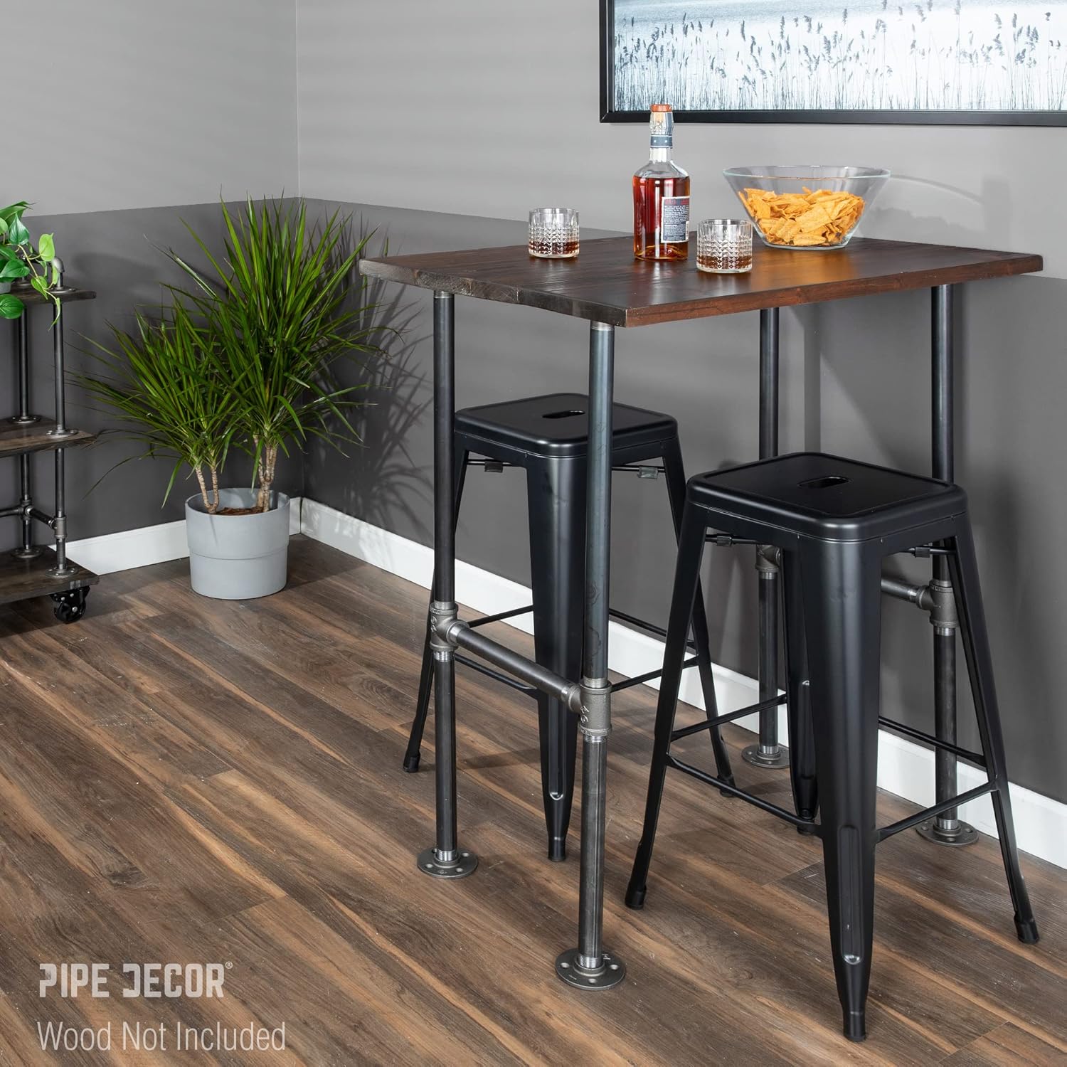 PIPE DECOR Patas de mesa de altura de barra, patas de tubería de plomería de estilo industrial para pubs, restaurantes, cueva de hombre o cocina,