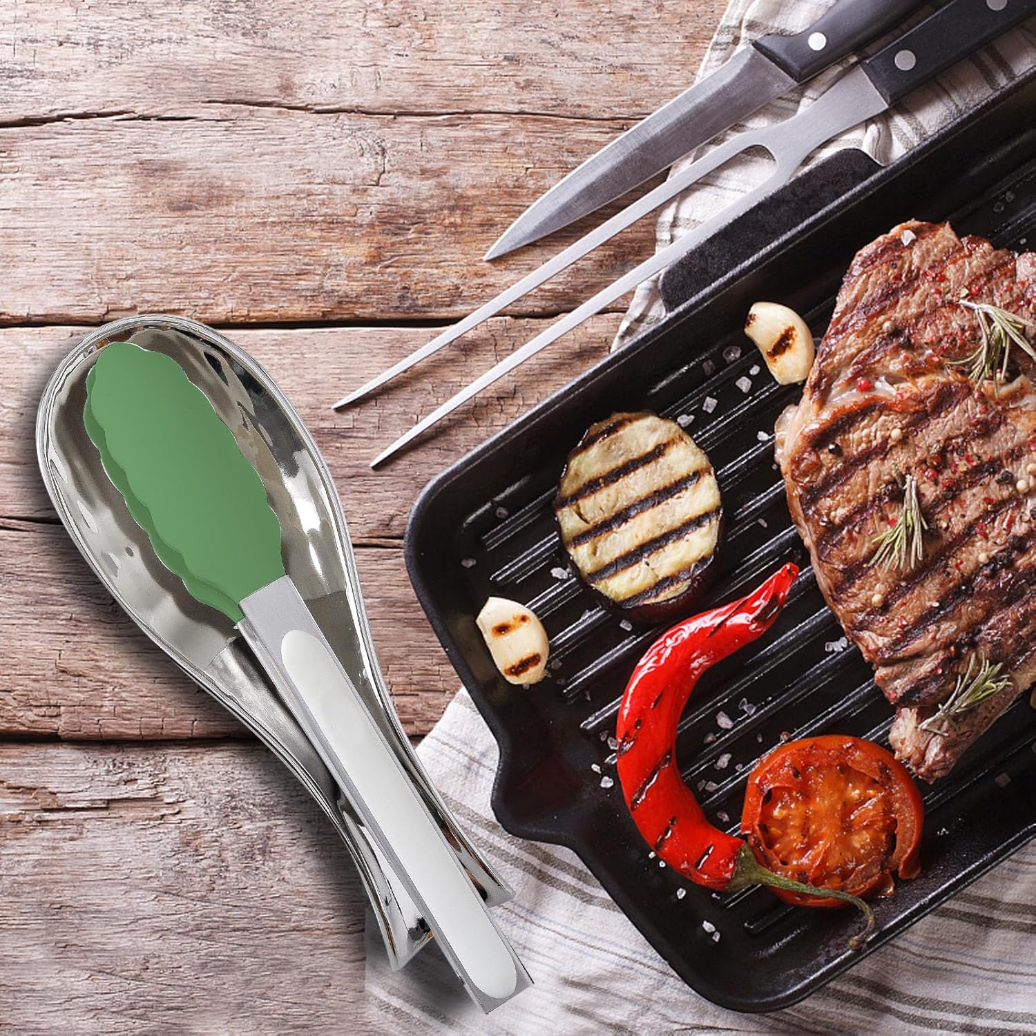 Hasense Soporte para cuchara para estufa, soporte grande de cerámica para encimera de cocina, soporte de utensilios de cocina para espátula,