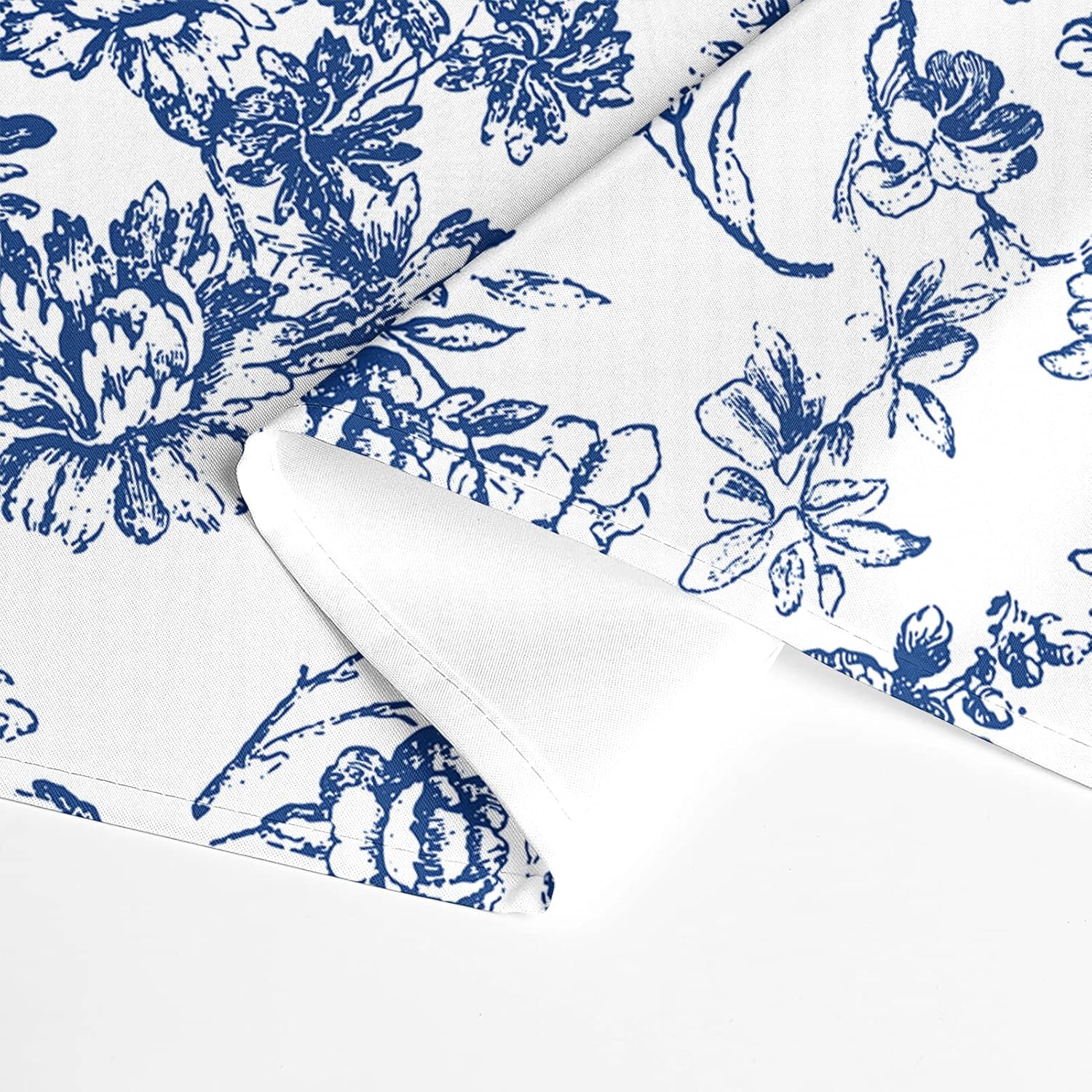 Mantel rectangular vintage azul y blanco, mantel floral azul rústico, lavable, resistente a las arrugas para restaurantes, picnic, comedor en