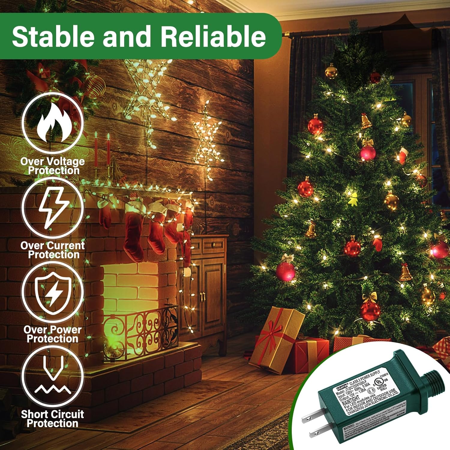 Kingdder 2 unids verde 12V 1A clase 2 fuente de alimentación LED transformador reemplazo IP44 impermeable bajo voltaje transformador para Navidad