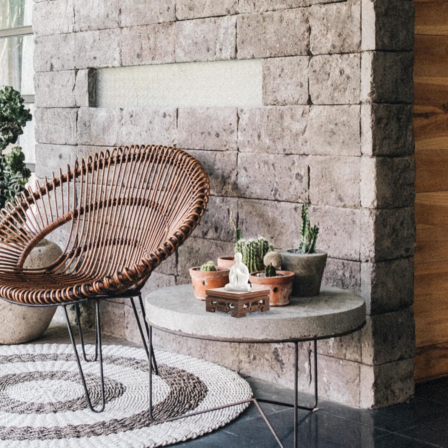 DECHOUS Base de maceta de madera para decoración del hogar al aire libre, soportes para macetas para exteriores, florero, estante de exhibición de