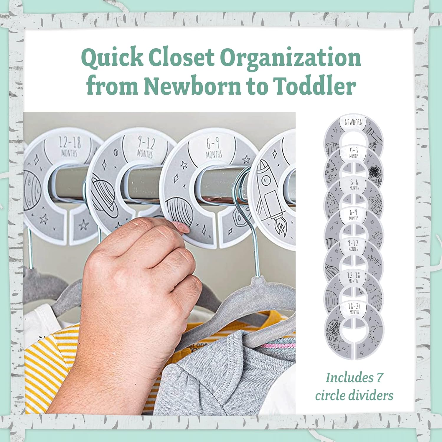 Baby Nest Designs 20 ganchos para bebé para armario con 7 divisores de armario de bebé para guardería, perchas de terciopelo para ropa de bebé,