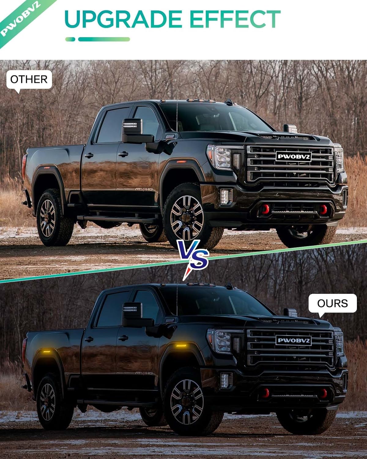PWOBVZ Luz de marcador lateral LED ámbar con lente ahumada para camioneta GMC Sierra 2500HD 3500HD 2020 2021 2022 2023 2024, lámpara de posición de
