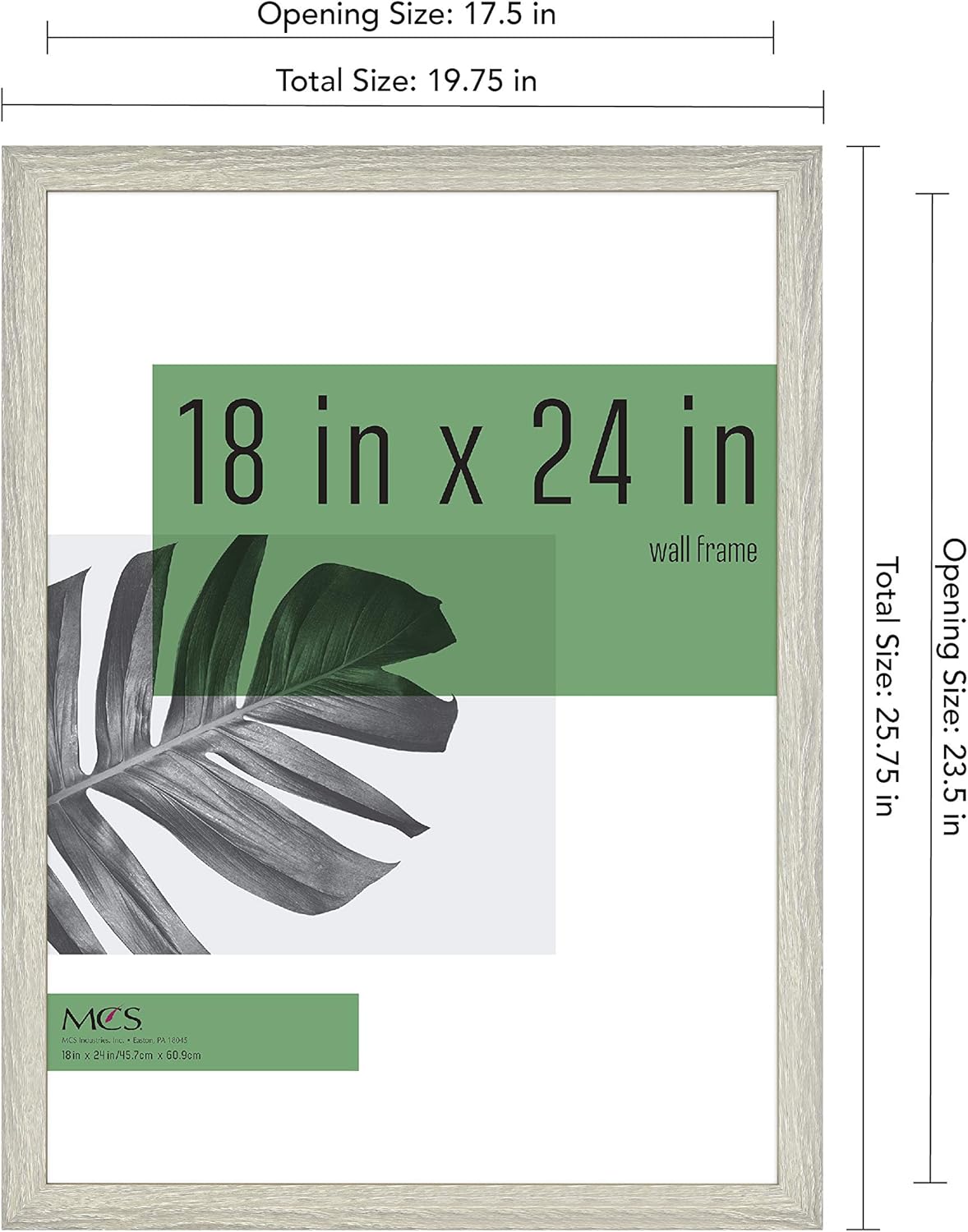 MCS Industries Studio Gallery – Marcos con textura de madera color gris de 18 x 24 pulgadas  45.72 x 60.96 cm., 2 unidades