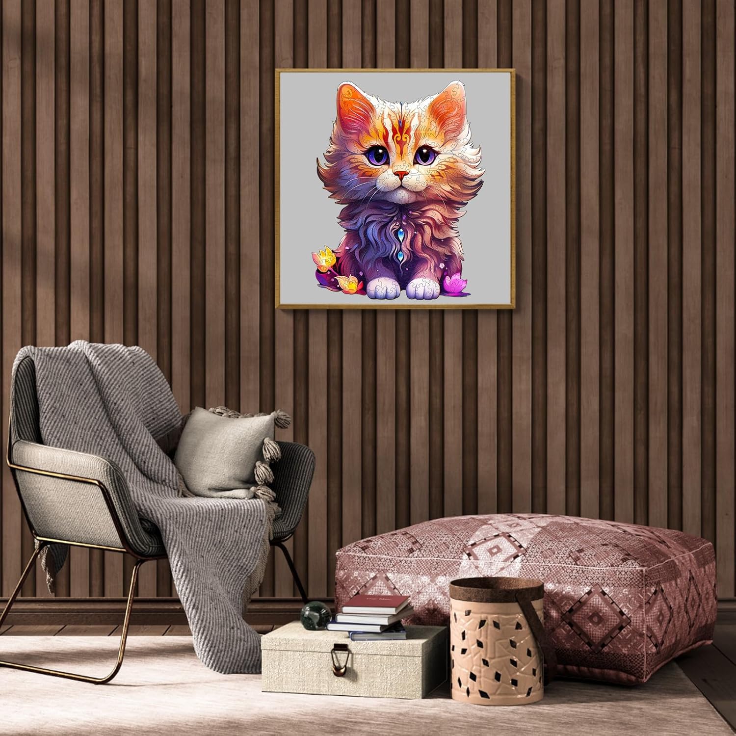 Rompecabezas de madera, con forma de gato linda, 190 piezas de 11 x 8.7 pulgadas. Rompecabezas ecológico con forma de animal único, regalo de