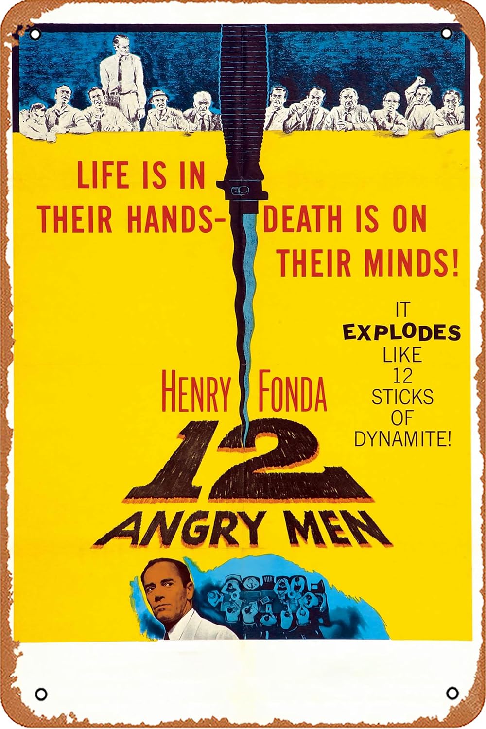 12 Angry Men – Póster de película clásica en la pared, letrero de metal de estañoplaca de metal, retro, vintage, 8 x 12 pulgadas