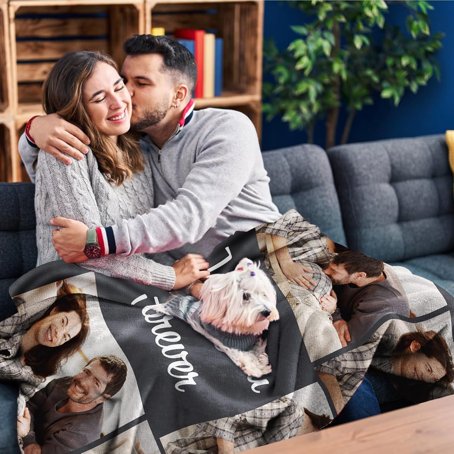MeMoShe Regalos para parejas, manta personalizada de doble cara con fotos, regalos de cumpleaños para novio, novia, manta personalizada de franela